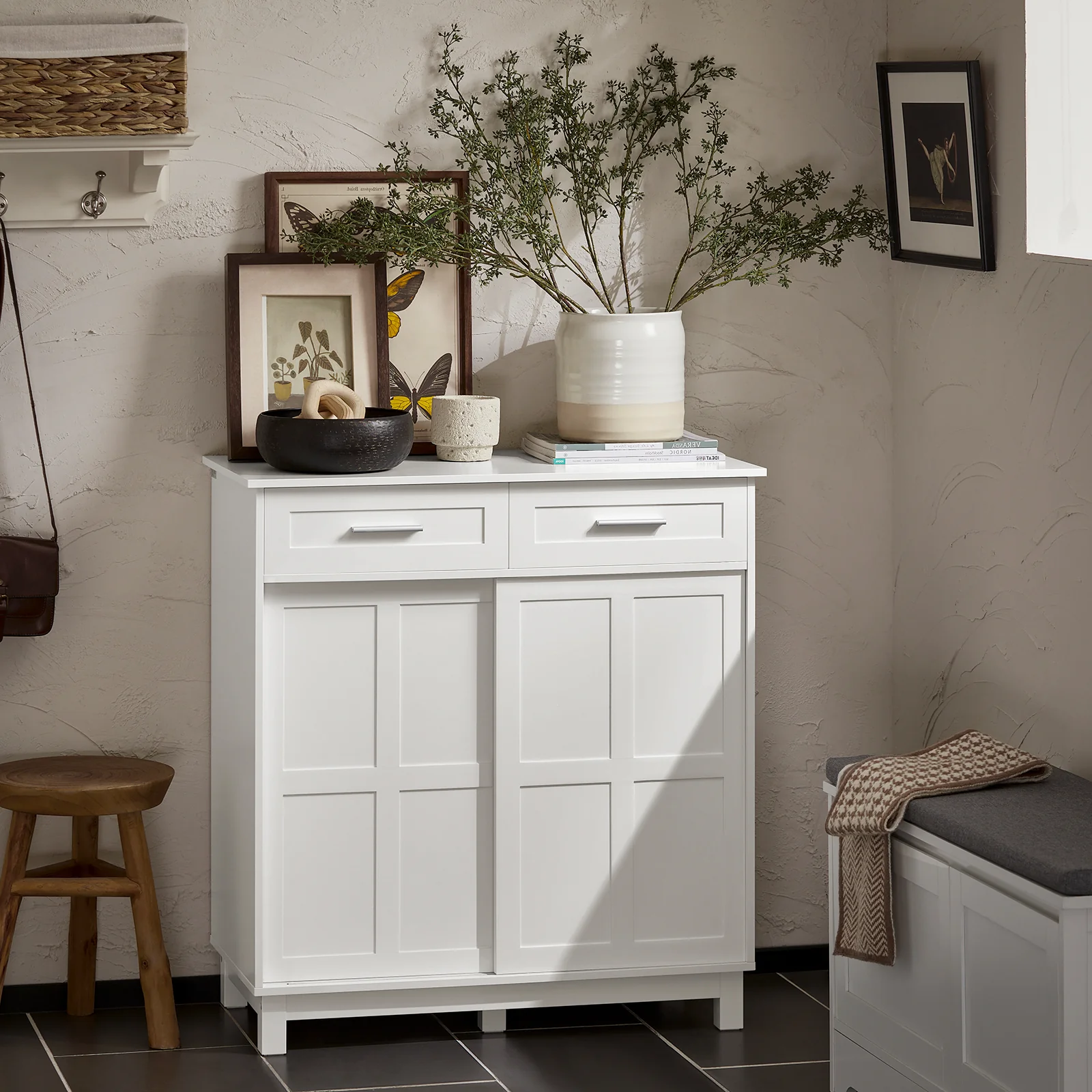 SoBuy FSB84-W Aparador recibidor con 2 cajones y 2 Puertas Blanco 80 x 40 x 85 cm - Image 5