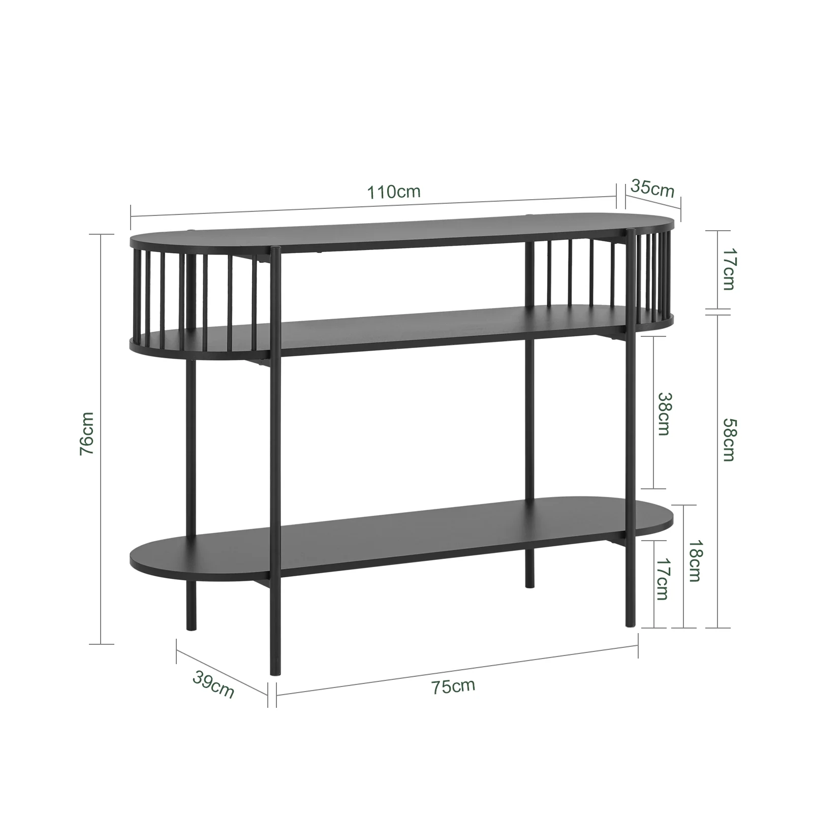 SoBuy FSB90-SCH Mesa de Consola con 3 Niveles Estructura de Metal Negro - Image 3