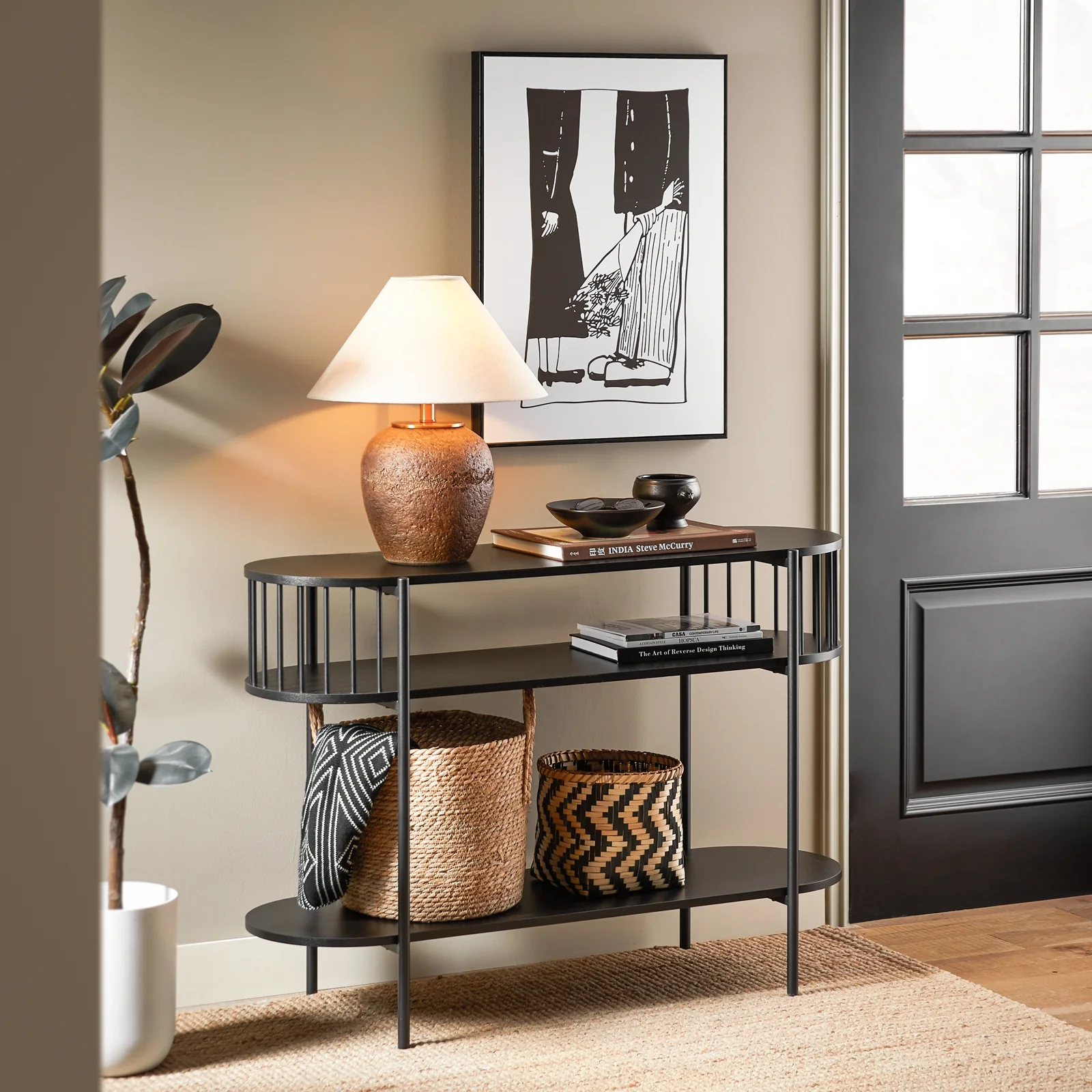 SoBuy FSB90-SCH Mesa de Consola con 3 Niveles Estructura de Metal Negro - Image 4