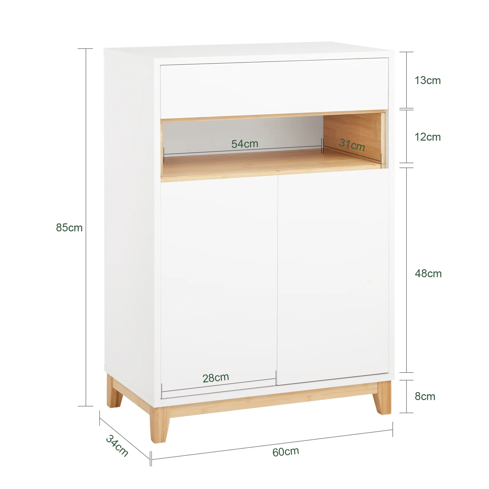 SoBuy FSB97-WN Aparador Multifuncional con 1 Cajón 1 Compartimento y 2 Puertas L60xP34xH85 cm - Image 3