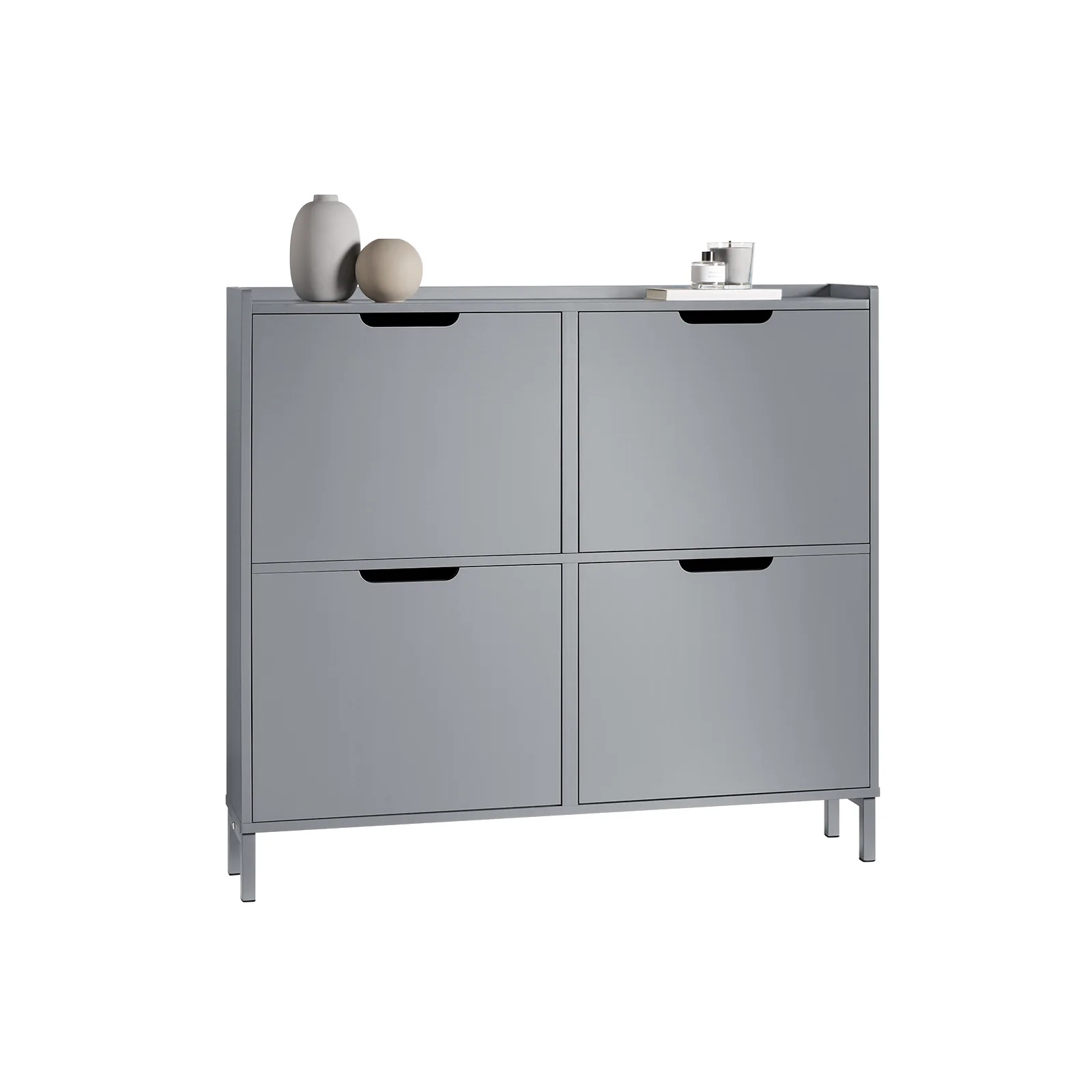 SoBuy FSR100-HG Zapatero Estrecho con 4 Solapas Gris