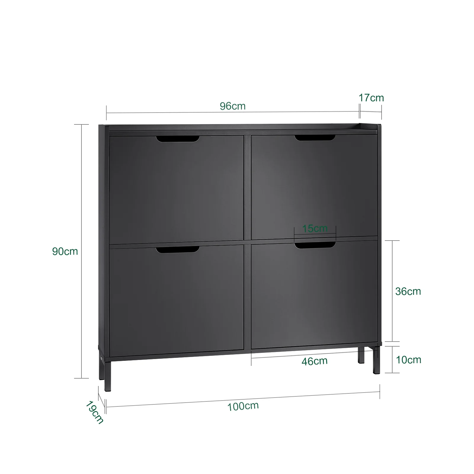 SoBuy FSR100-SCH Zapatero Estrecho con 4 Solapas Negro - Image 3