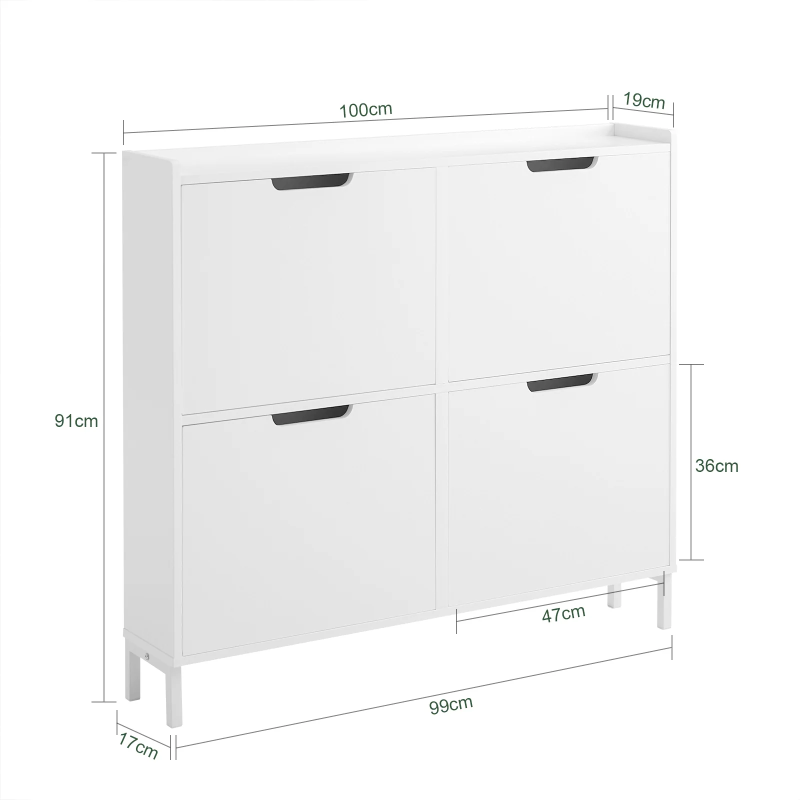 SoBuy FSR100-W Zapatero con 4 solapas 100 x 19 x 91 cm Blanco - Image 3