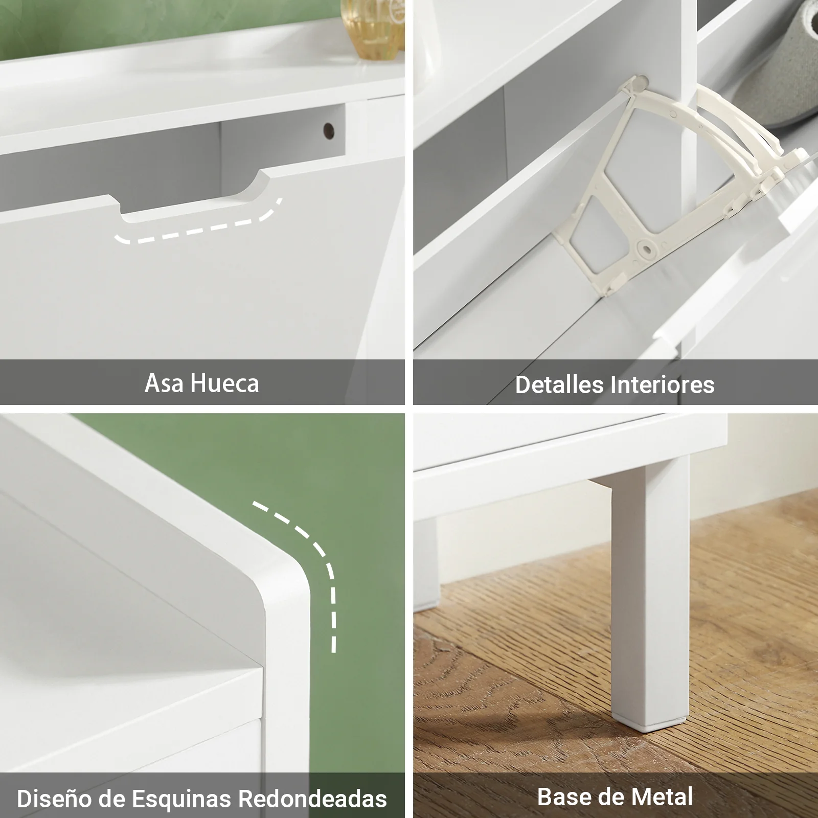 SoBuy FSR100-W Zapatero con 4 solapas 100 x 19 x 91 cm Blanco - Image 6