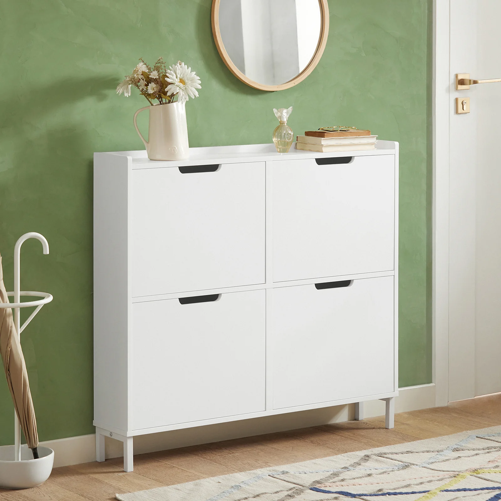 SoBuy FSR100-W Zapatero con 4 solapas 100 x 19 x 91 cm Blanco - Image 9