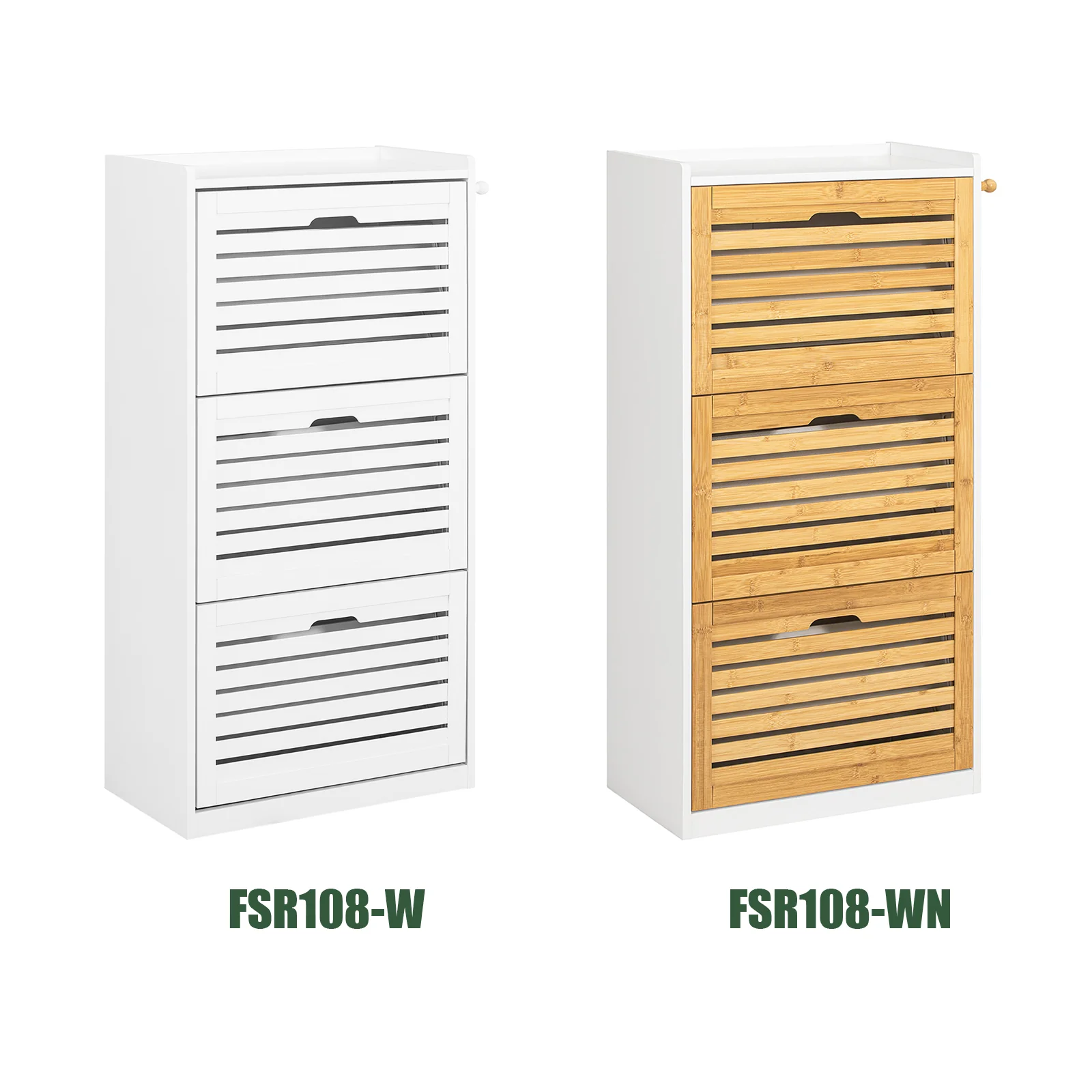 Preventa-SoBuy FSR108-WN Zapatero con 3 solapas y 2 Ganchos Blanco/Madera - Image 8