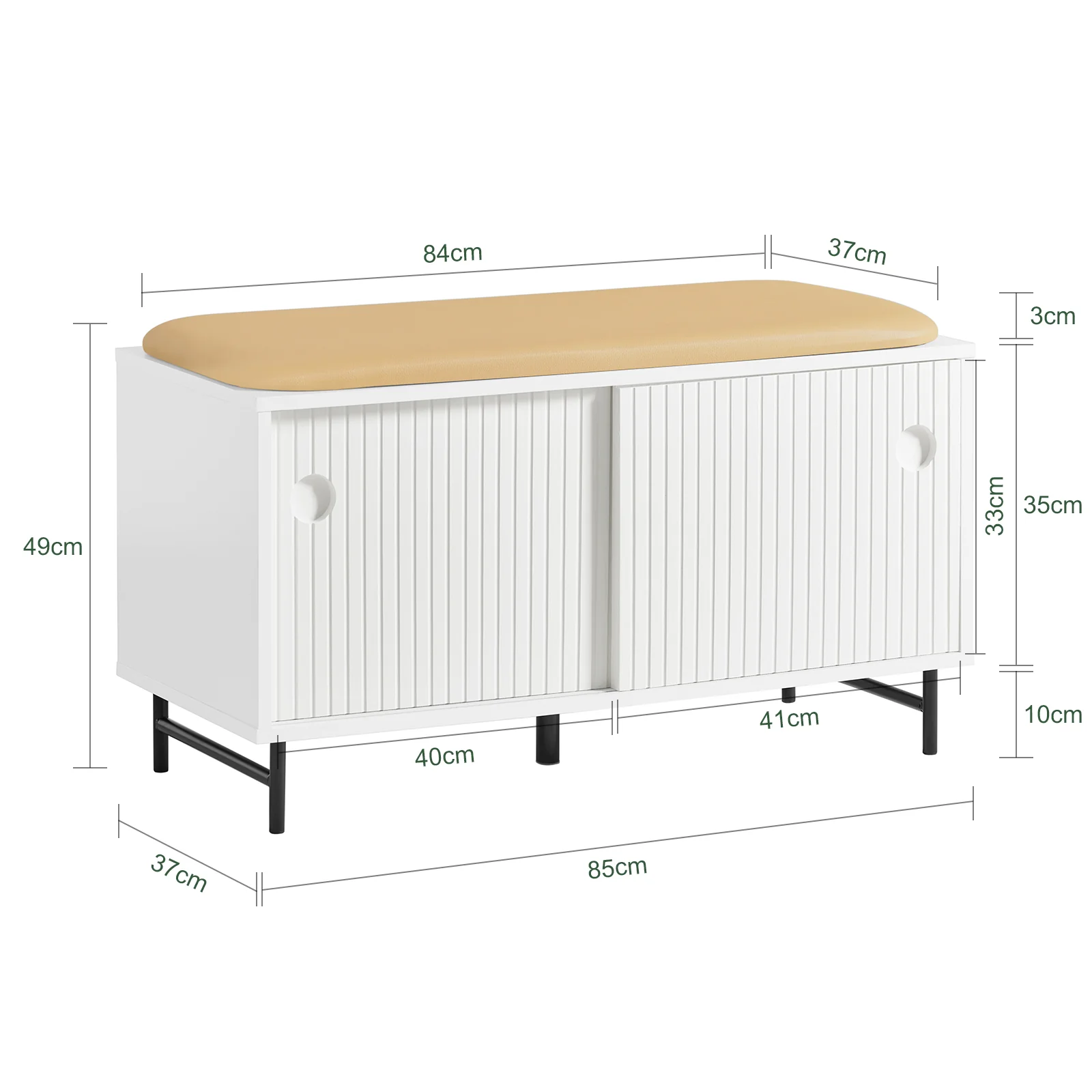 SoBuy FSR116-W Banco Zapatero con Puertas Correderas Blanco - Image 3