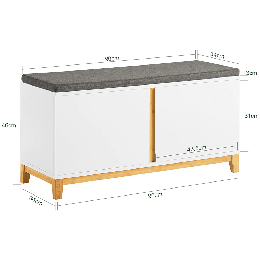 SoBuy FSR117-W Banco de almacenamiento con cojín Acolchado de Asiento - Image 3