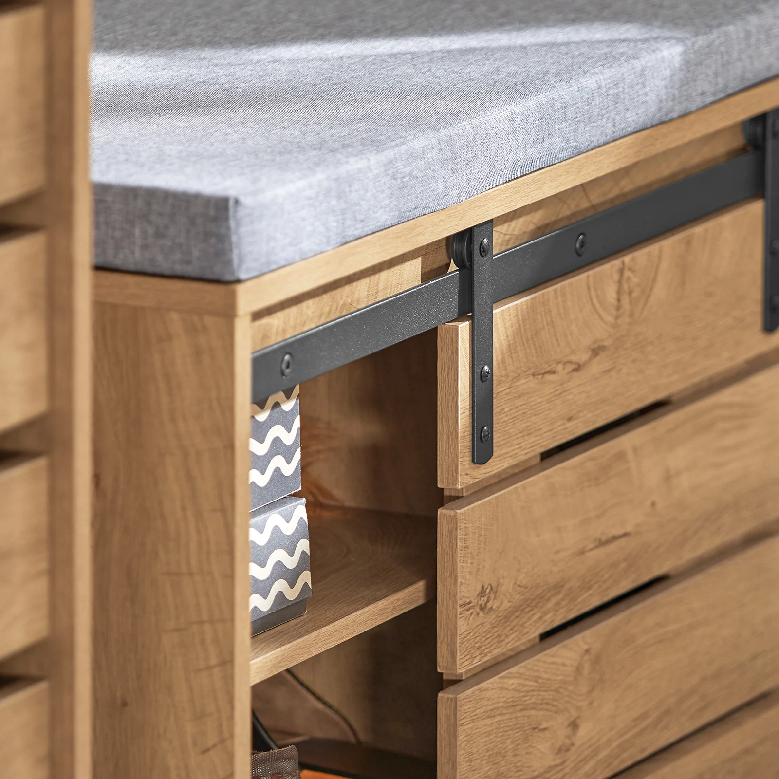 SoBuy FSR120-N Banco Zapatero con Puerta corrediza de Granero 80 x 35 x 48 cm - Image 9