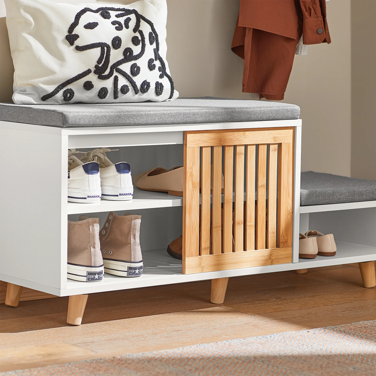 SoBuy FSR125-WN Banco Zapatero con 2 Estantes y 1 Puerta Corredera - Image 9