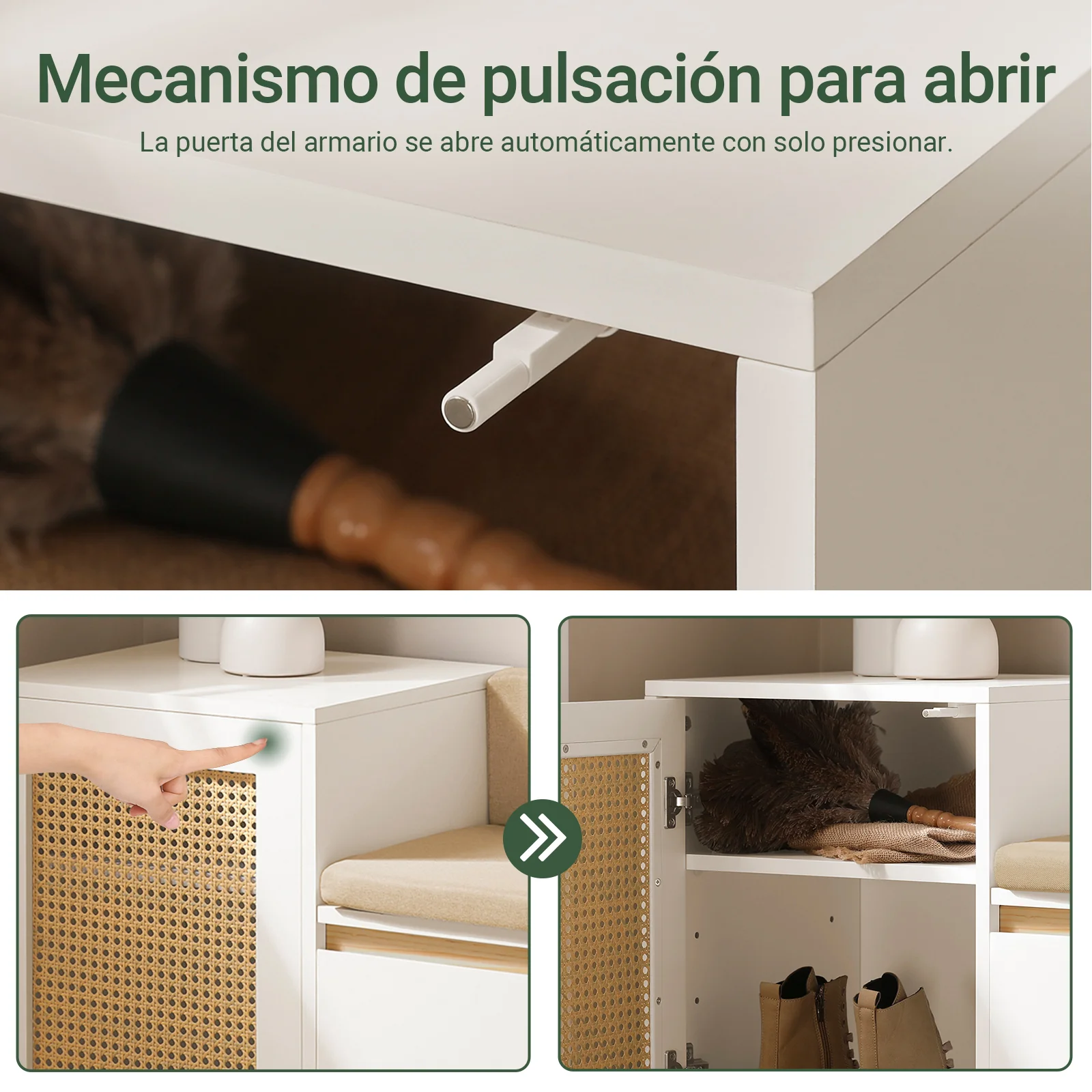 SoBuy FSR128-W Banco Zapatero con 2 Estantes 1 Cajón y 1 Puerta Beige Blanco - Image 8