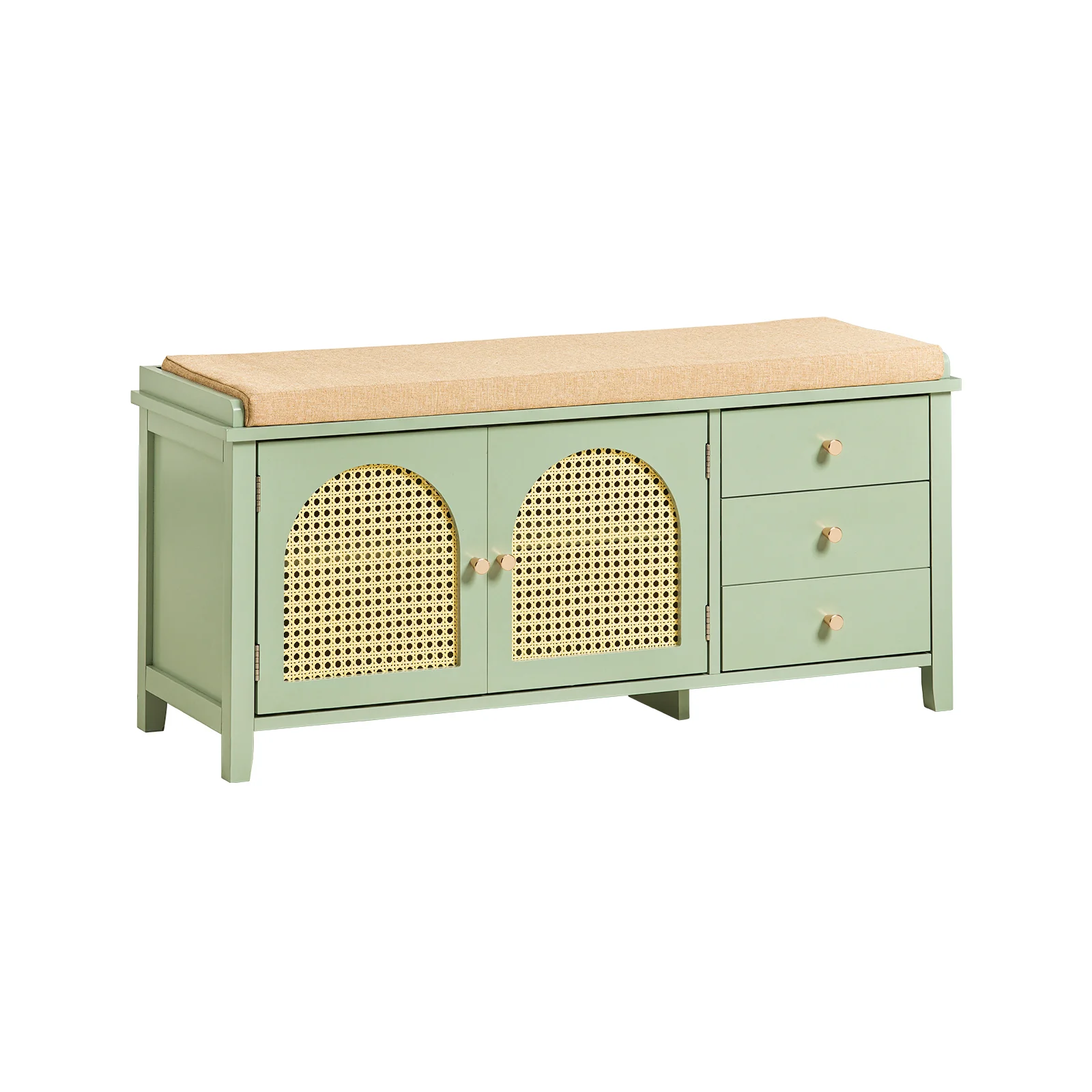 Preventa-SoBuy FSR129-GR Banco Zapatero con 2 Puertas y 3 cajones Verde