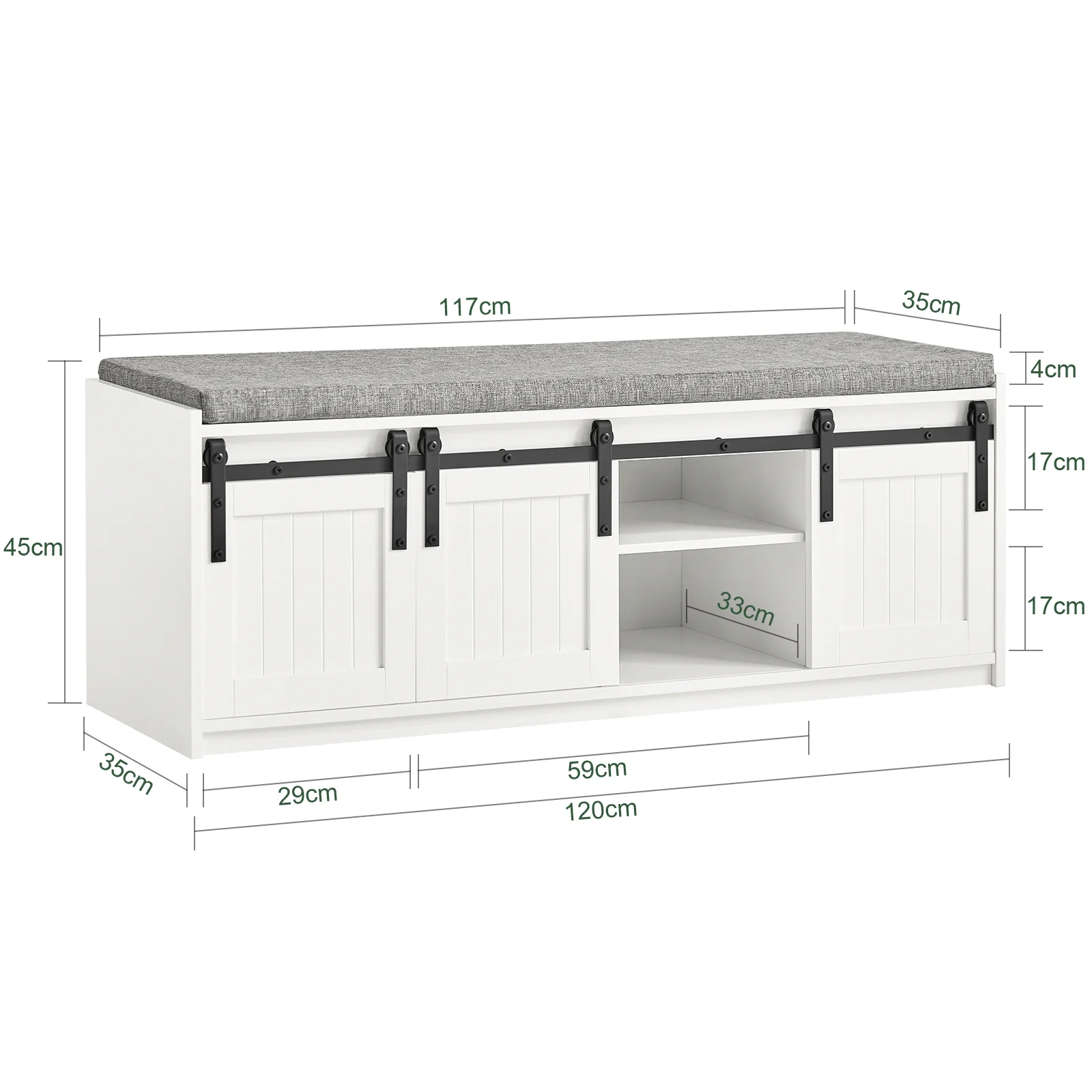 SoBuy FSR133-W Banco Zapatero con Puerta corrediza de Granero - Image 3