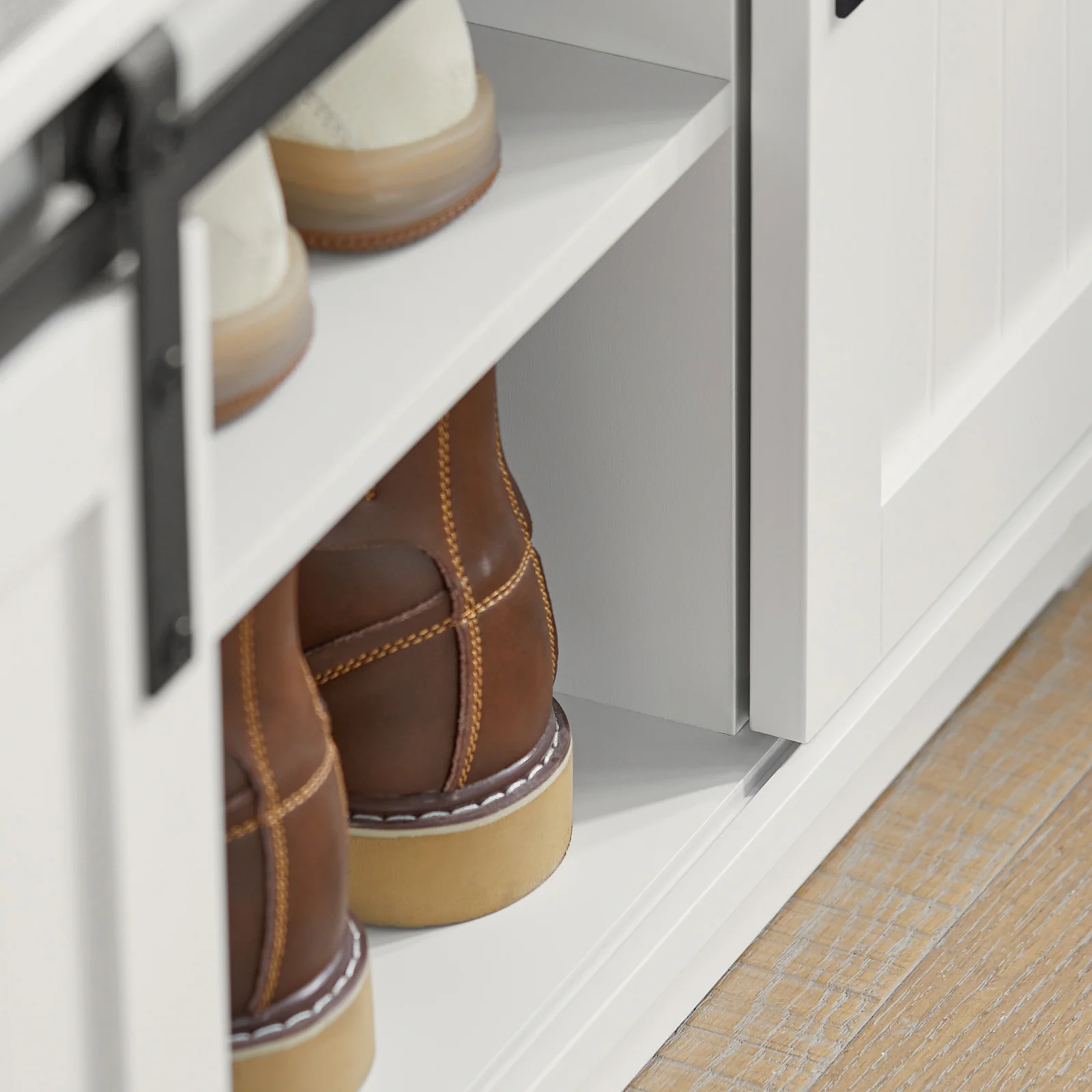 SoBuy FSR133-W Banco Zapatero con Puerta corrediza de Granero - Image 7