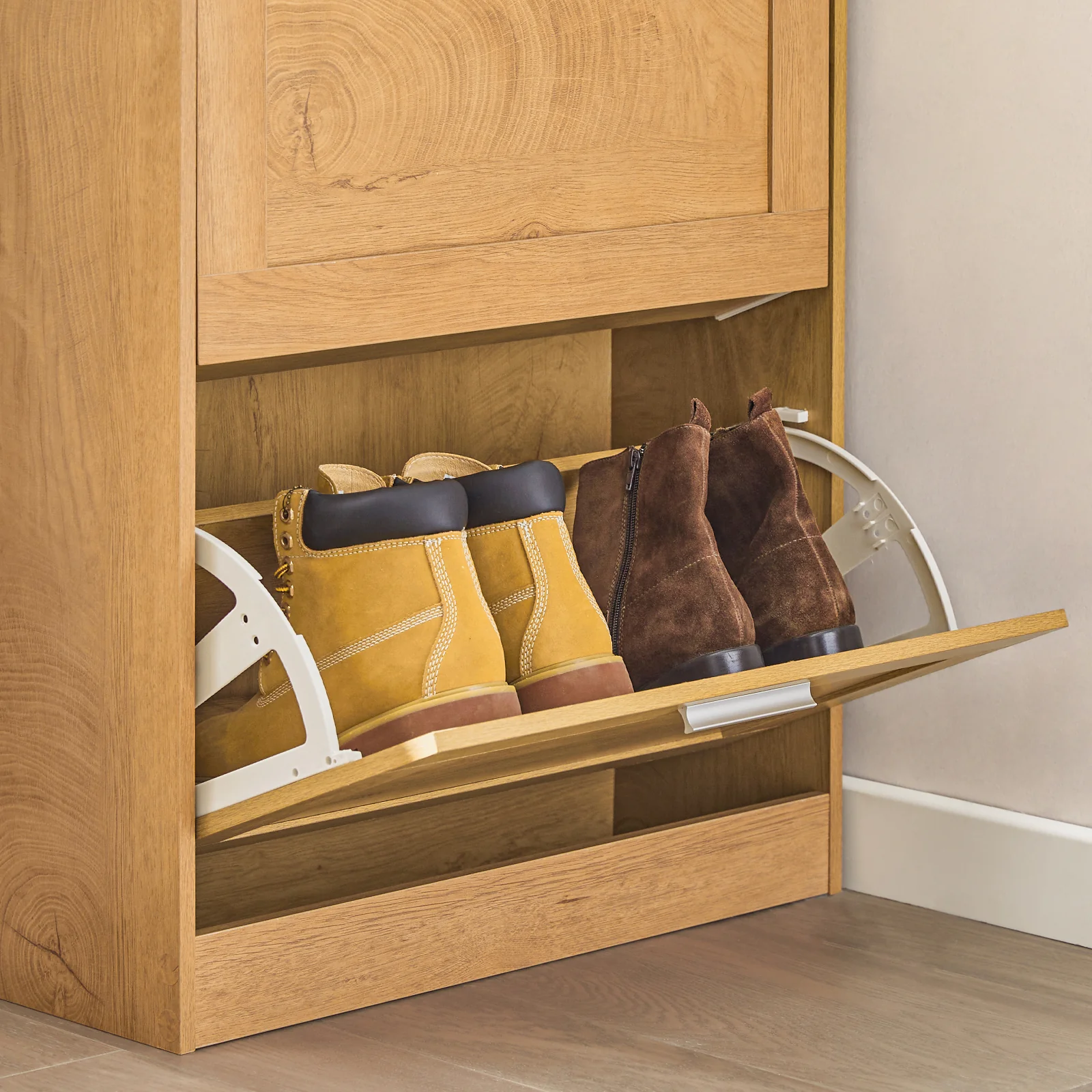 SoBuy FSR137-N Zapatero estrecho con 2 Solapas color madera natural - Image 9