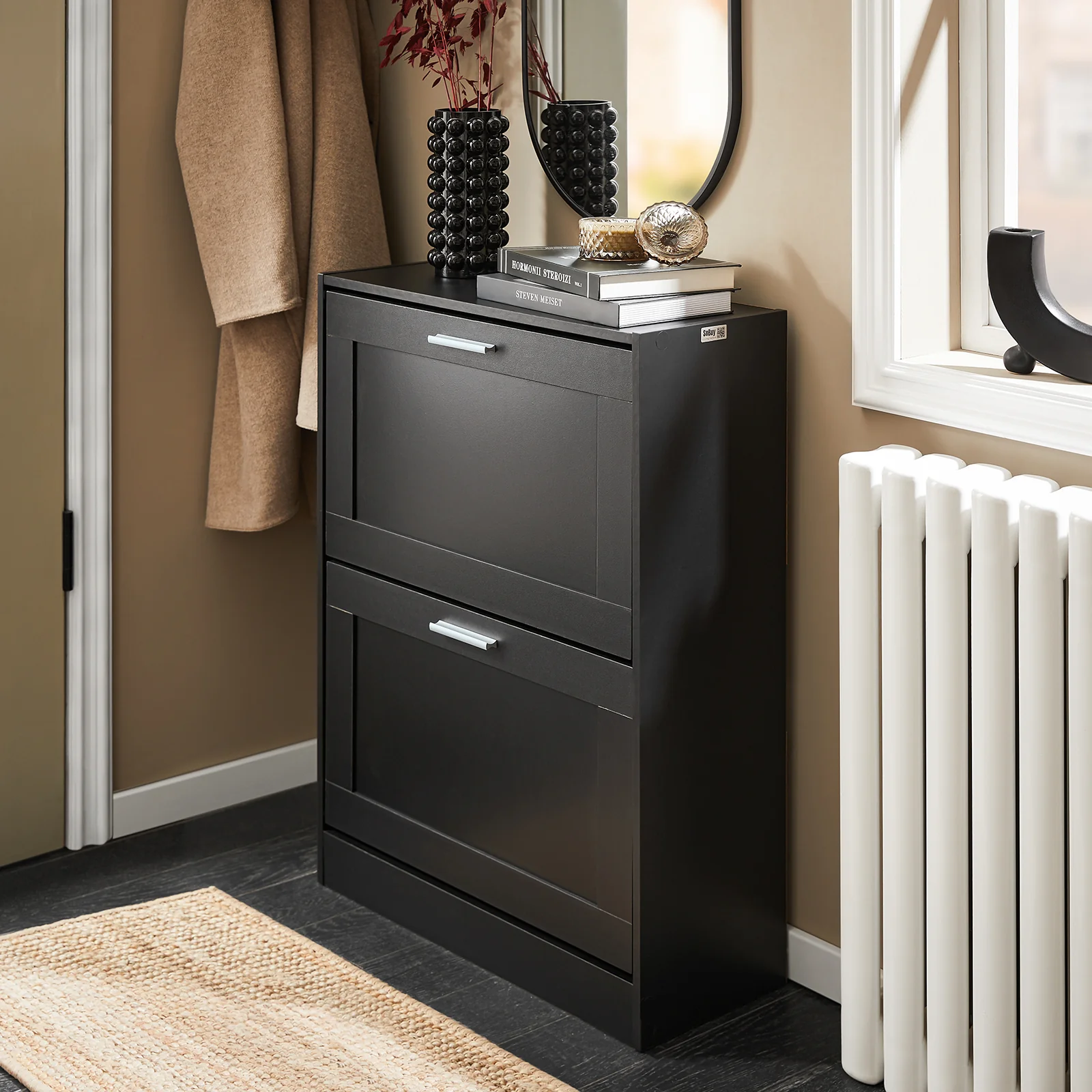 SoBuy FSR137-SCH Zapatero estrecho con 2 Solapas 60x25x80cm Negro - Image 6