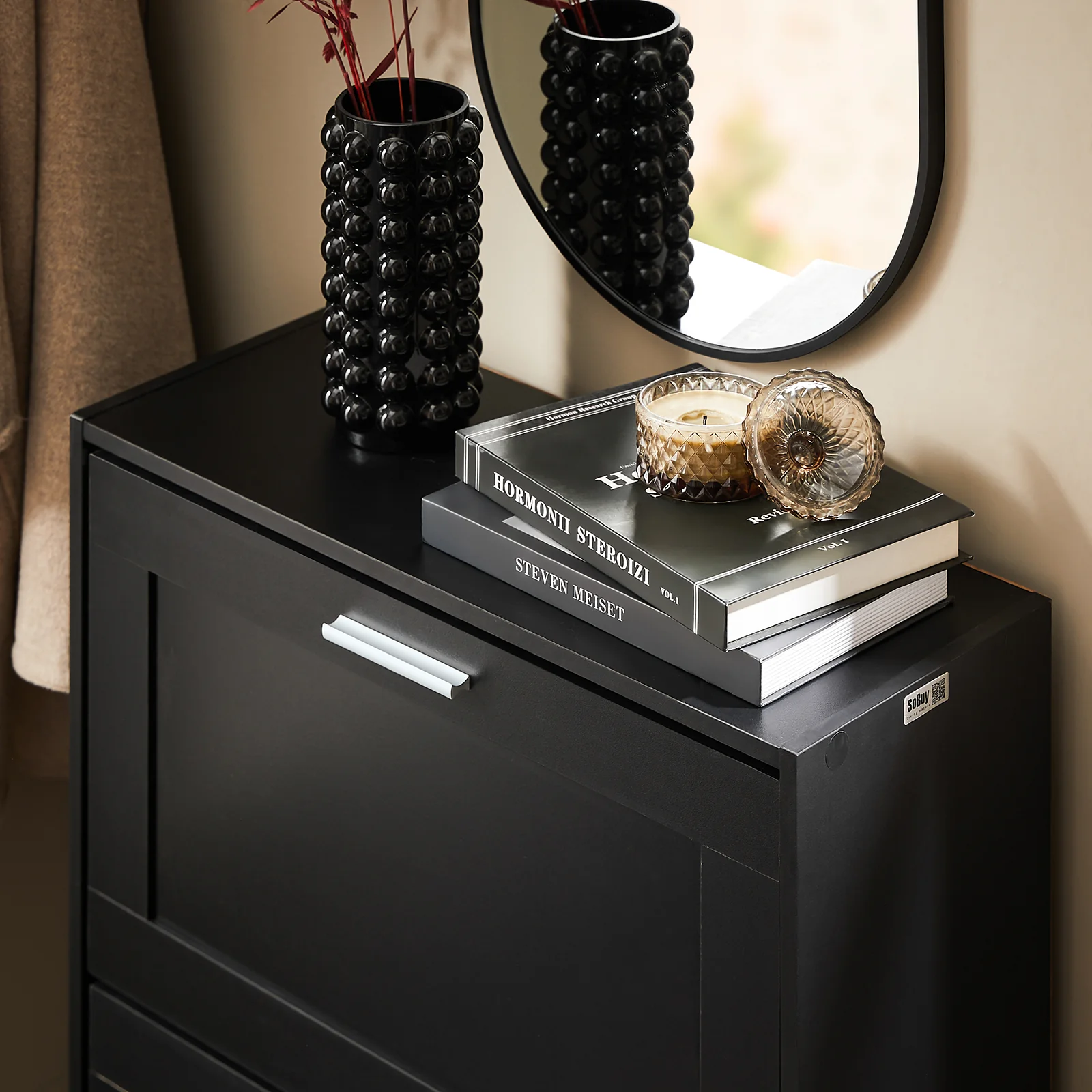 SoBuy FSR137-SCH Zapatero estrecho con 2 Solapas 60x25x80cm Negro - Image 7