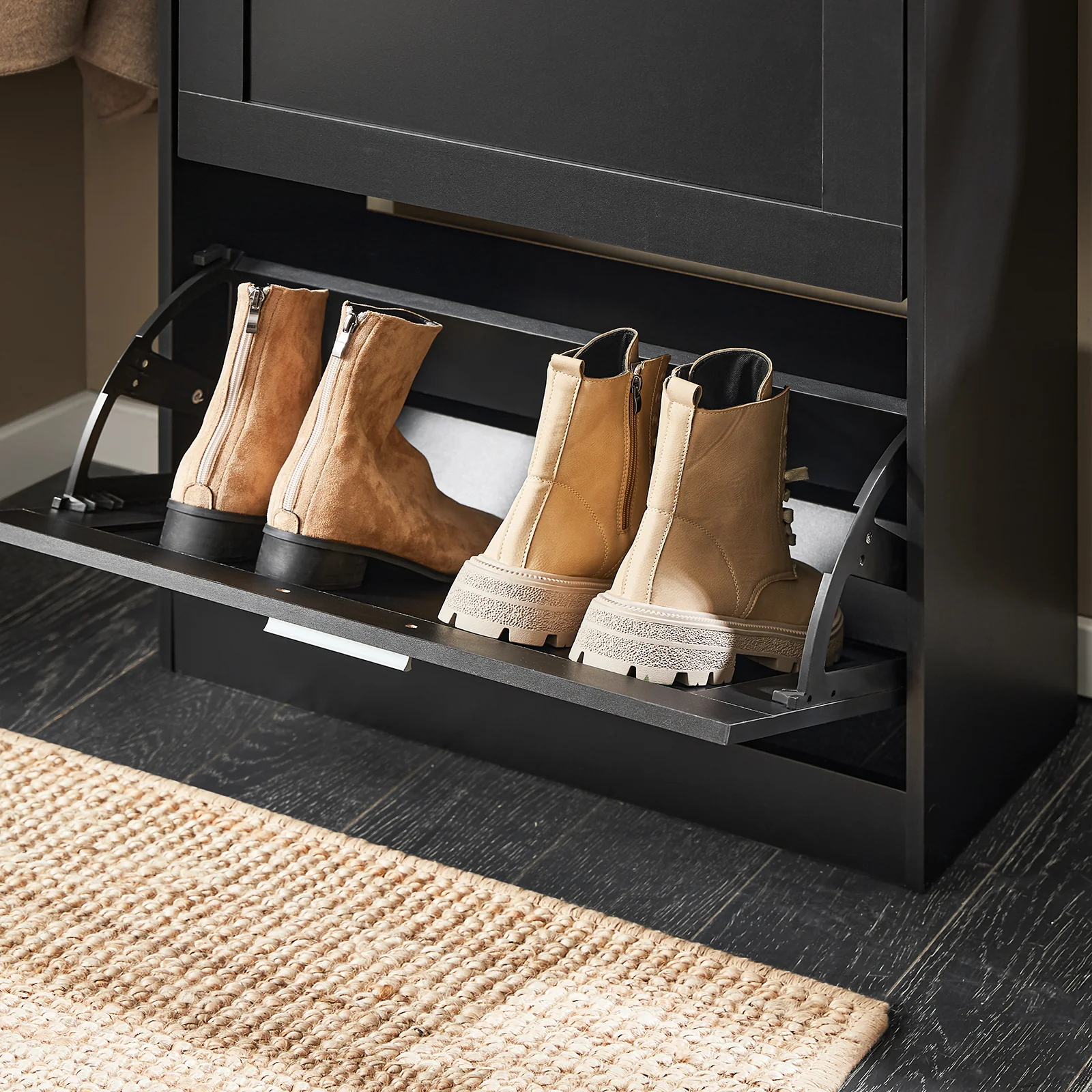 SoBuy FSR137-SCH Zapatero estrecho con 2 Solapas 60x25x80cm Negro - Image 9
