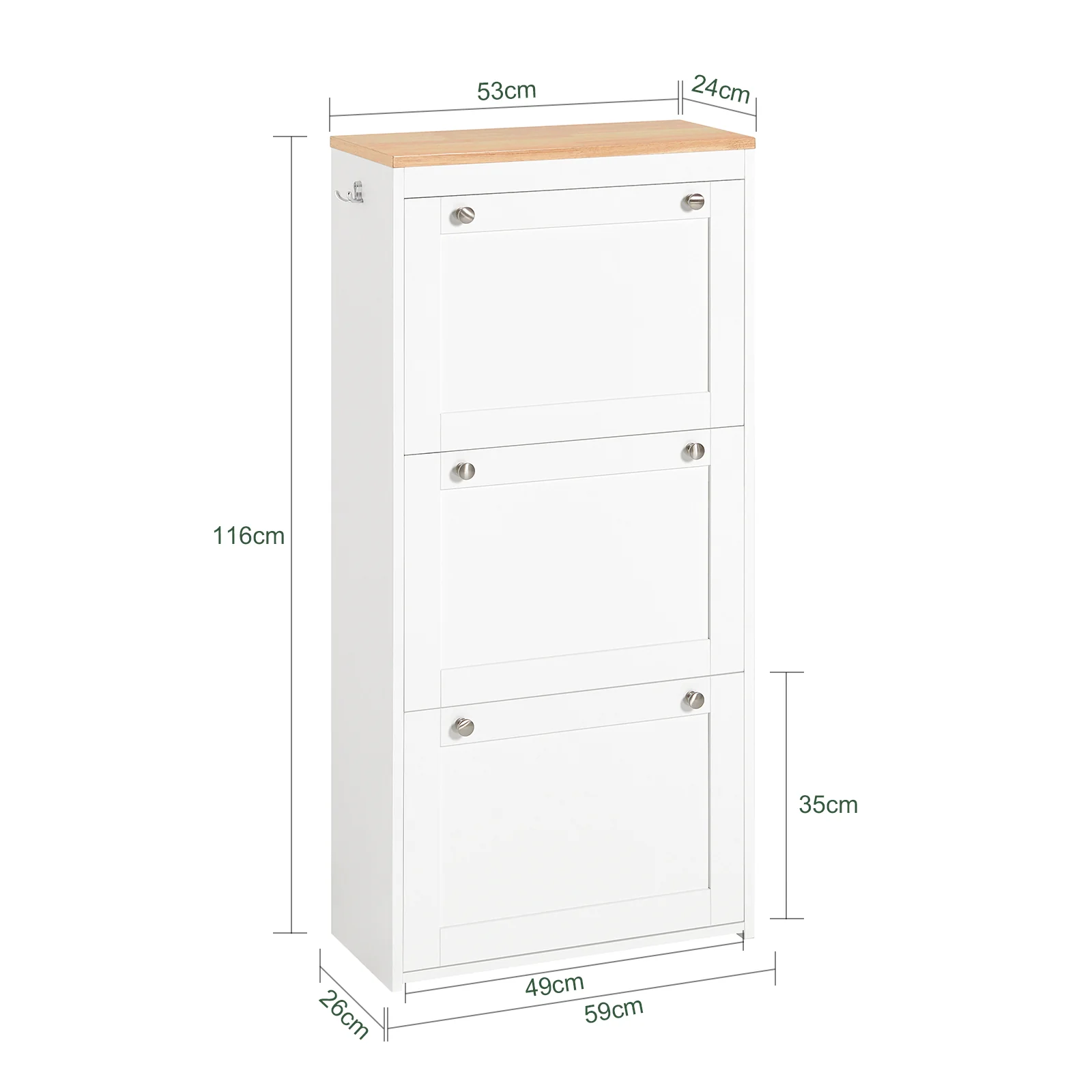 SoBuy FSR144-WN Zapatero Estrecho con 3 Solapas 59 x 26 x 116 cm - Image 3