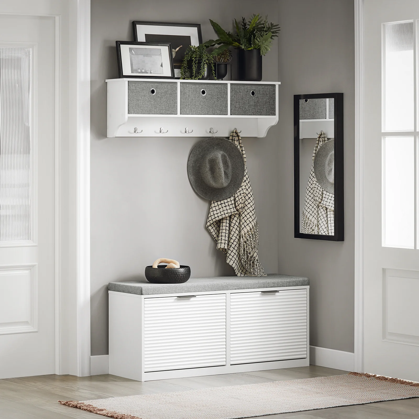 SoBuy FSR147-W Banco Zapatero con 2 Solapas 105 x 35 x 48 cm Blanco - Image 5