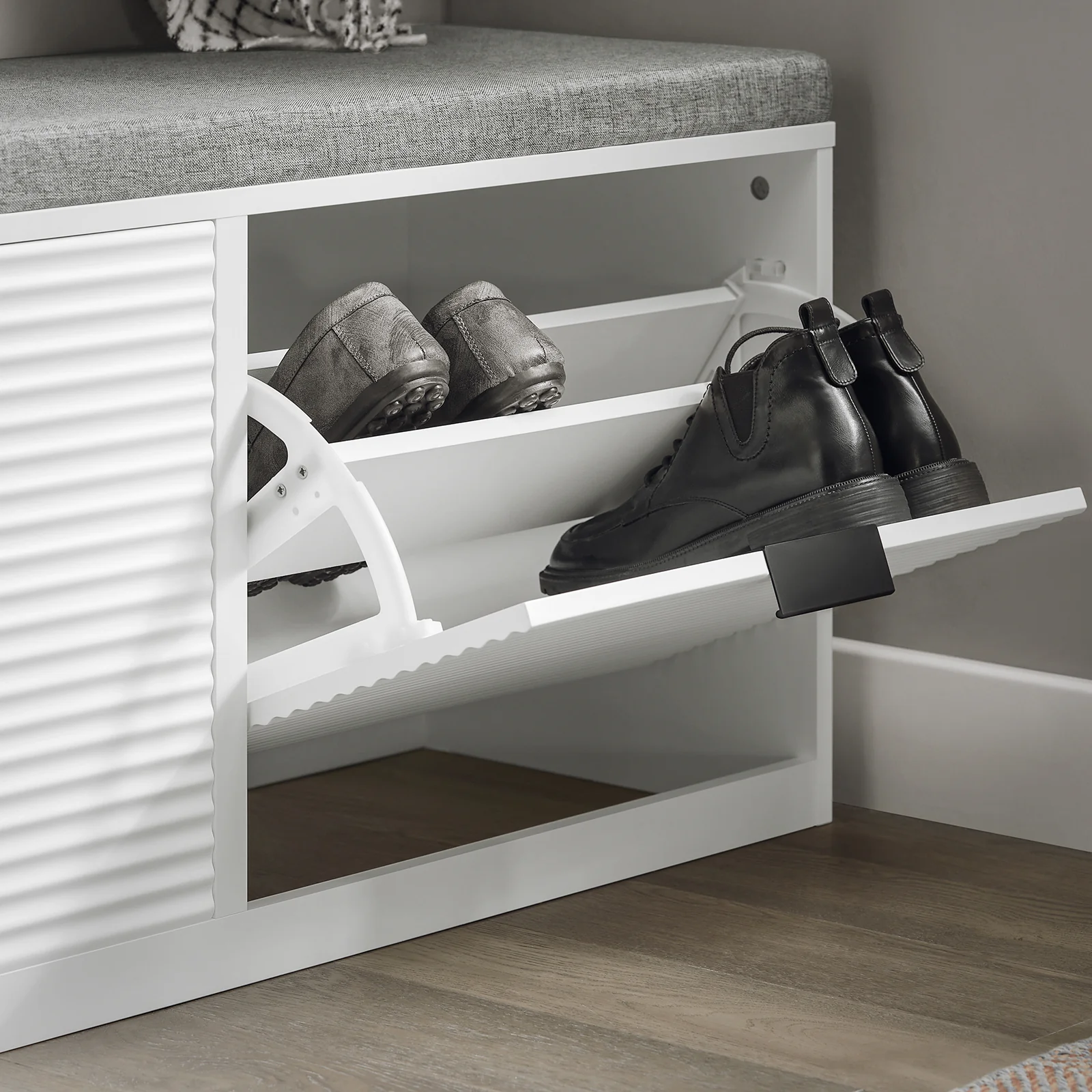 SoBuy FSR147-W+FRG282-W Recibidor Zapatero con Perchero Blanco - Image 9