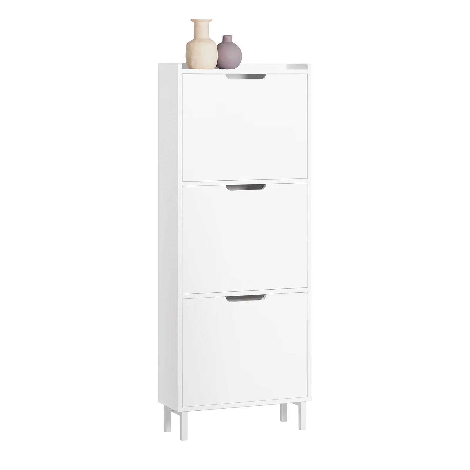 SoBuy FSR151-H-W Zapatero Estrecho con 3 Solapas Blanco