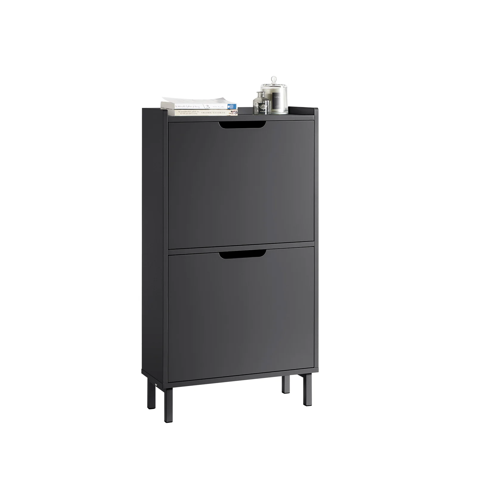SoBuy FSR151-SCH Zapatero Estrecho con 2 Solapas Negro