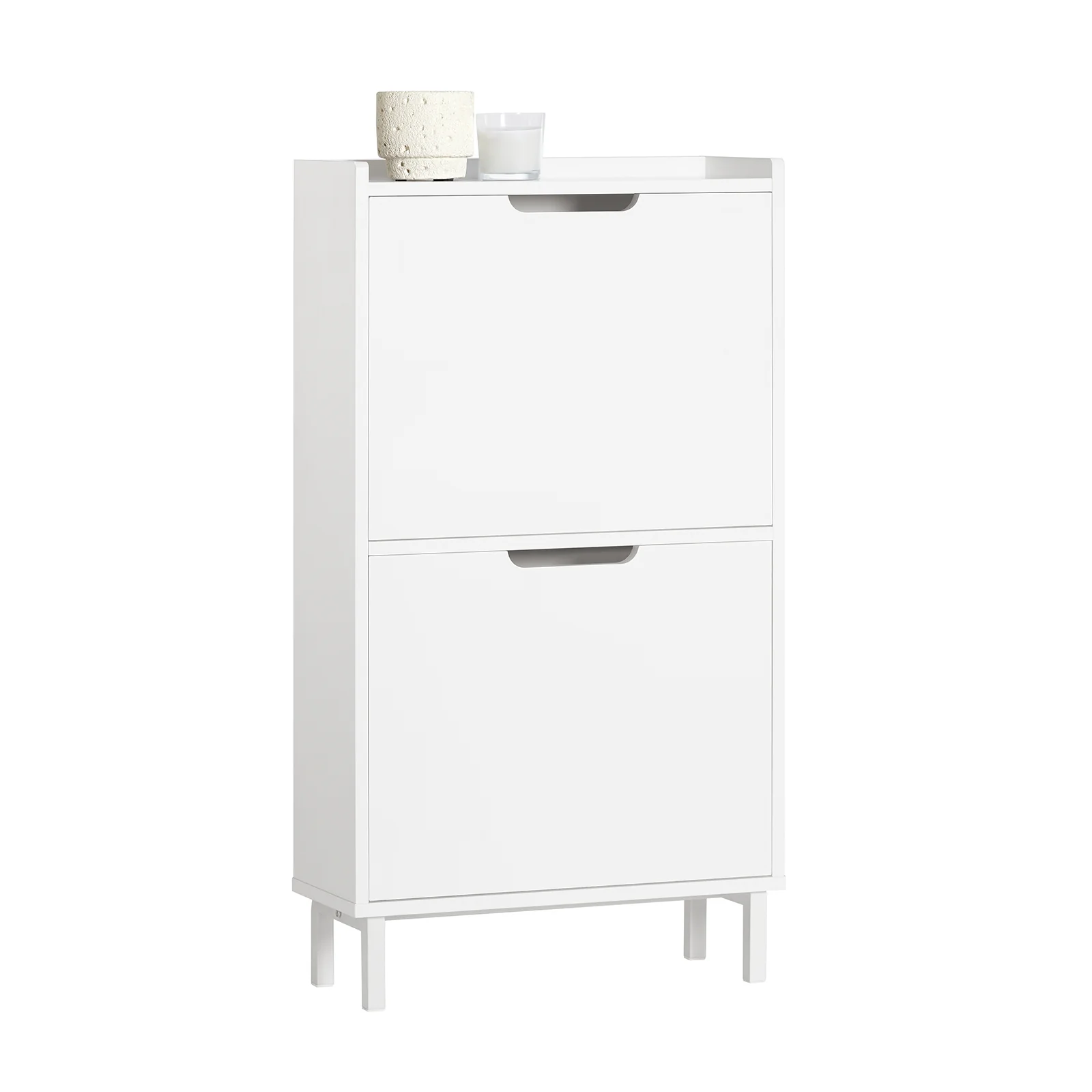 SoBuy FSR151-W Zapatero Estrecho con 2 Solapas Blanco 50 x 19 x 91 cm