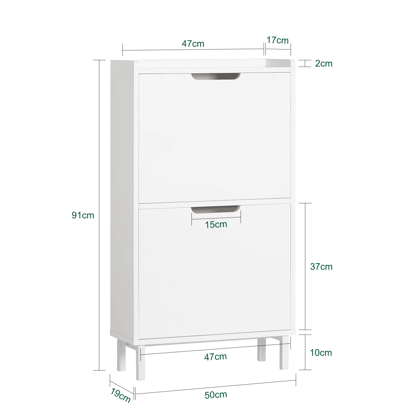 SoBuy FSR151-W Zapatero Estrecho con 2 Solapas Blanco 50 x 19 x 91 cm - Image 3