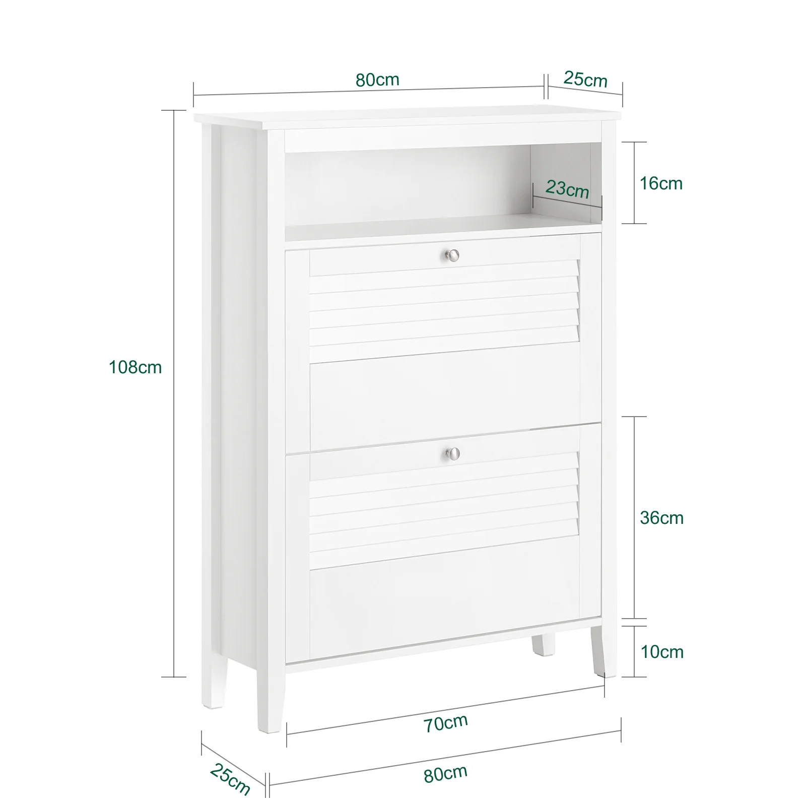 SoBuy FSR152-W Zapatero Estrecho con 2 Solapas y 1 Estante Abierto Blanco - Image 3
