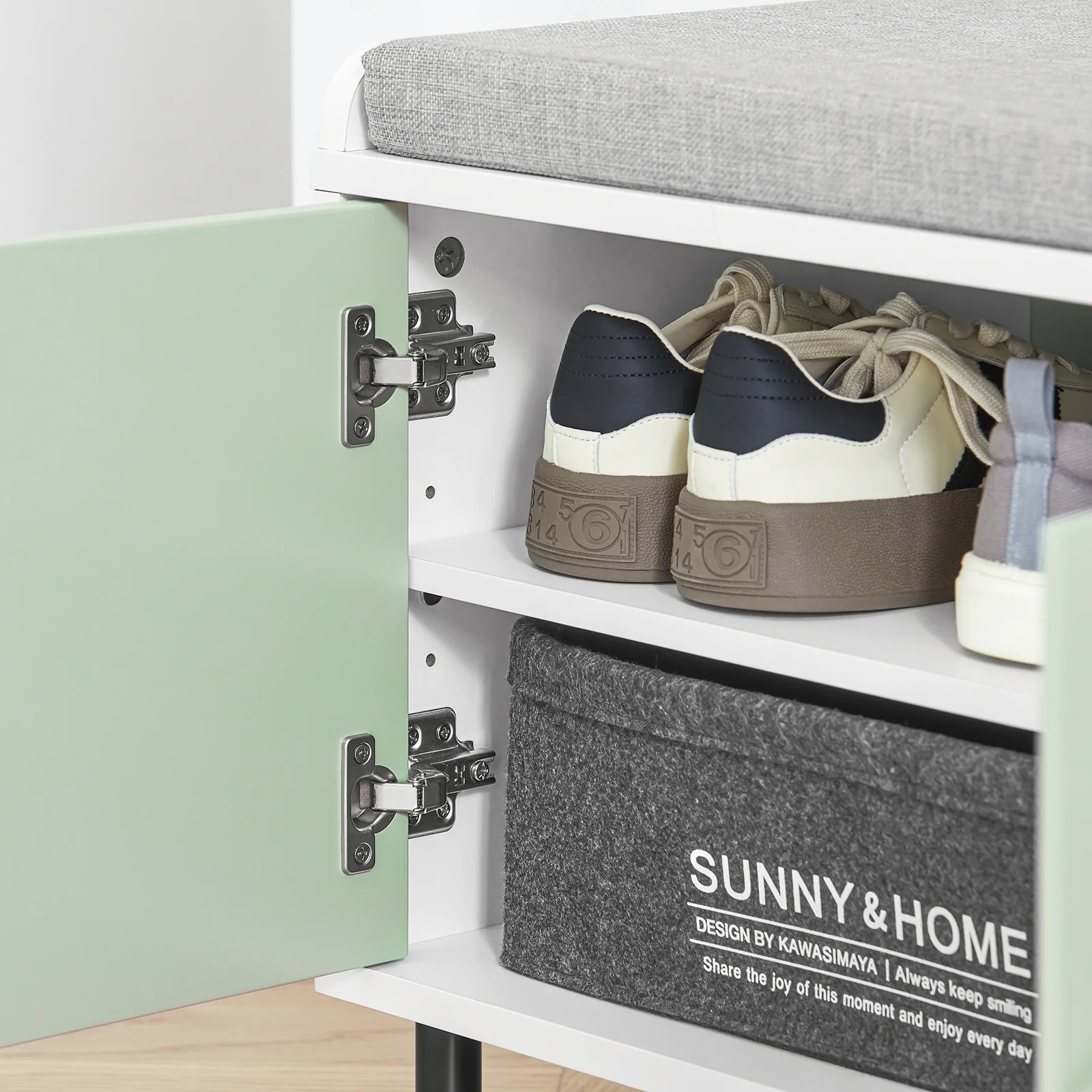 SoBuy FSR158-GR Banco Zapatero de Entrada con 2 Puertas Verde y Blanco - Image 7