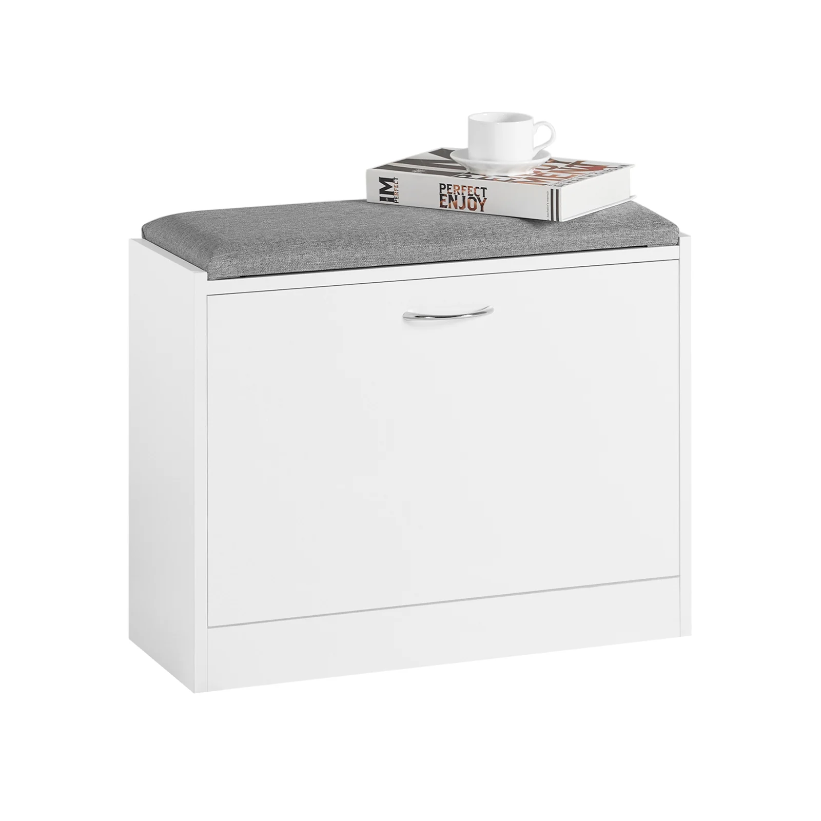 SoBuy FSR16-K-W Banco estrecho Zapatero con 1 solapa Blanco 60 x 24 x 47 cm