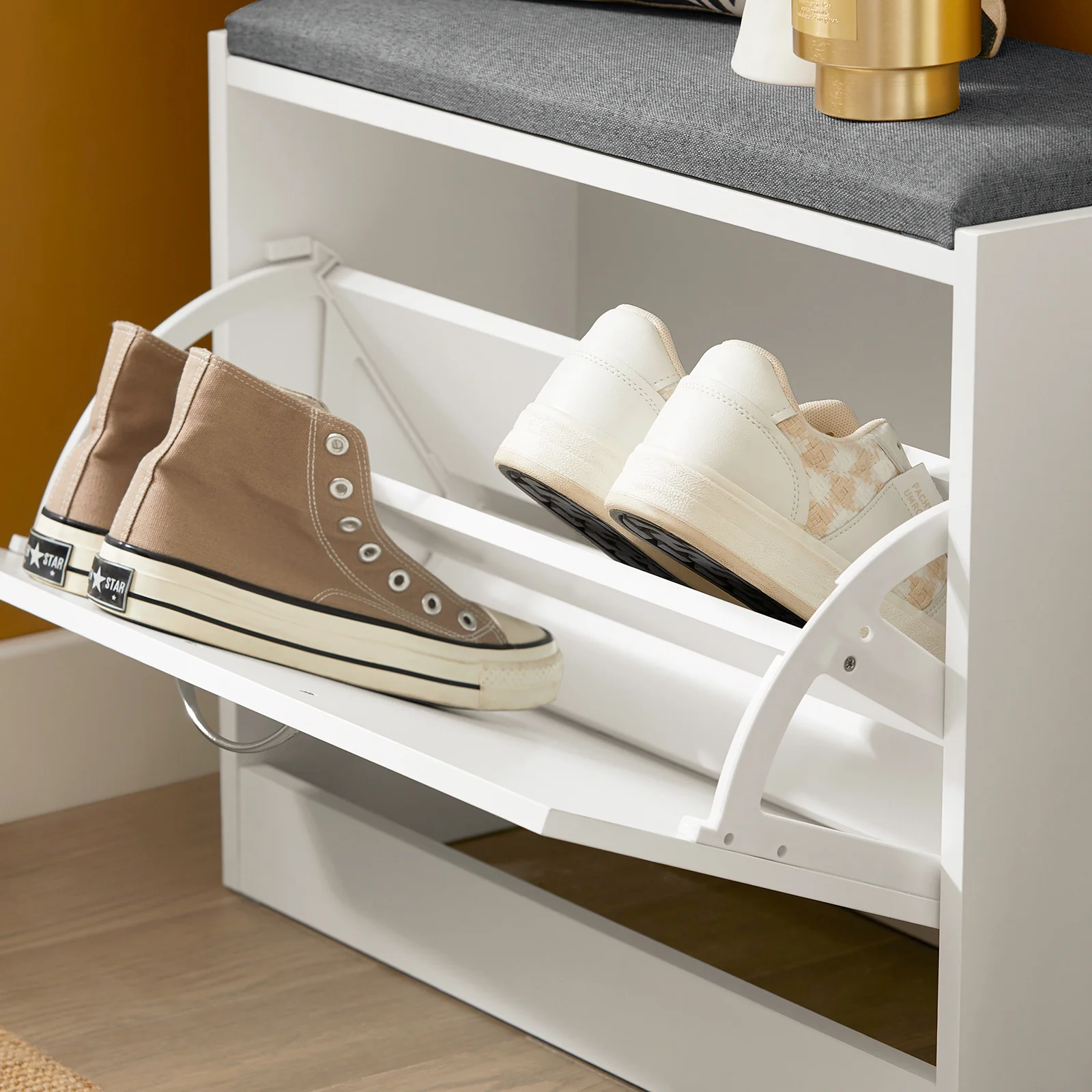 SoBuy FSR16-K-W Banco estrecho Zapatero con 1 solapa Blanco 60 x 24 x 47 cm - Image 8