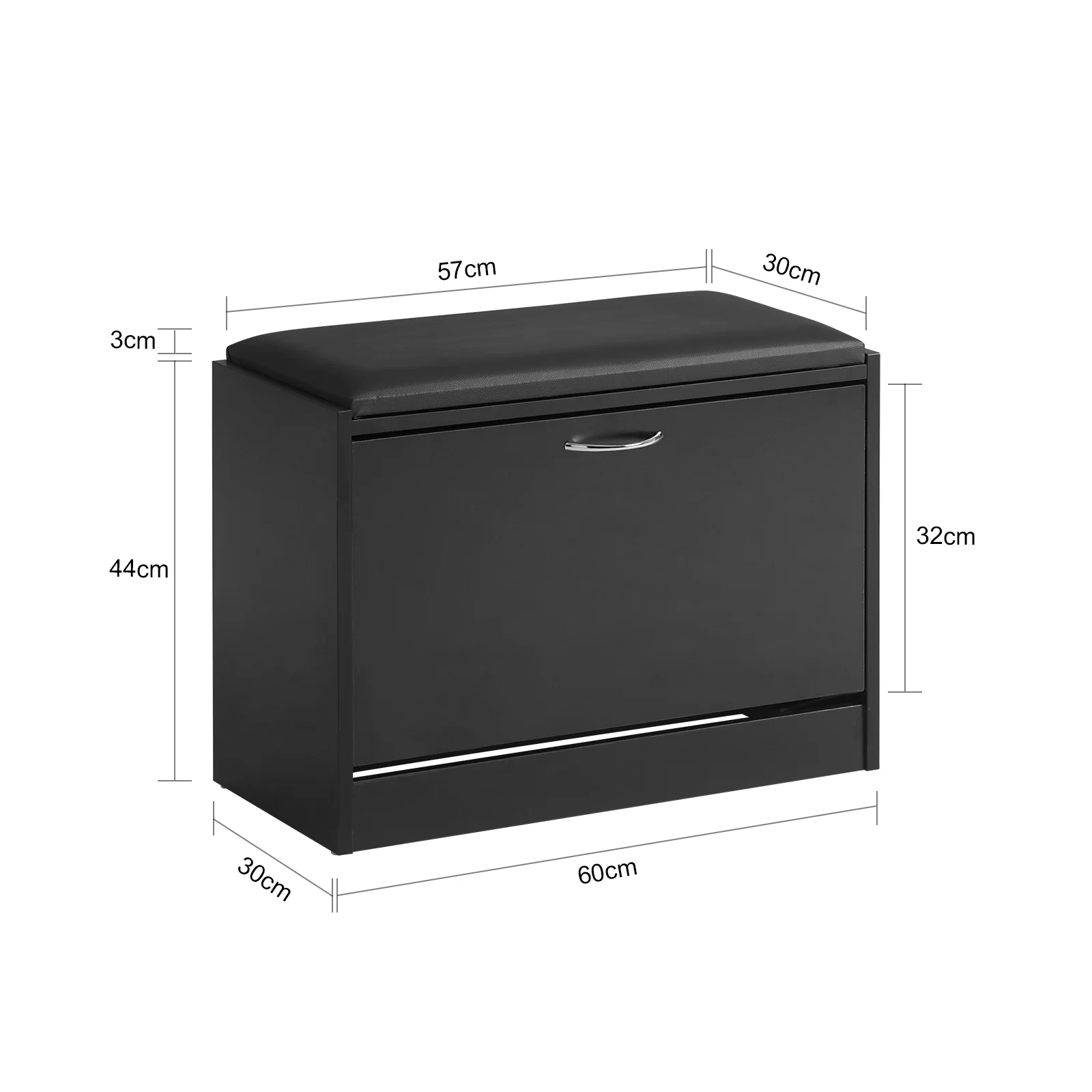 SoBuy FSR16-SCH Banco Zapatero con 1 solapas Negro - Image 3