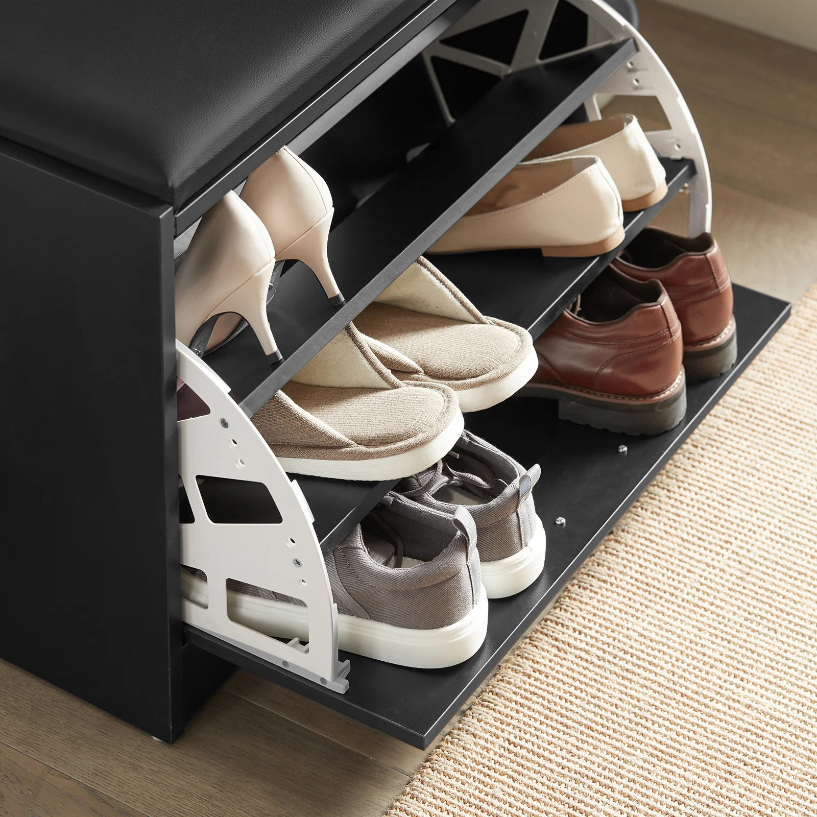SoBuy FSR16-SCH Banco Zapatero con 1 solapas Negro - Image 5