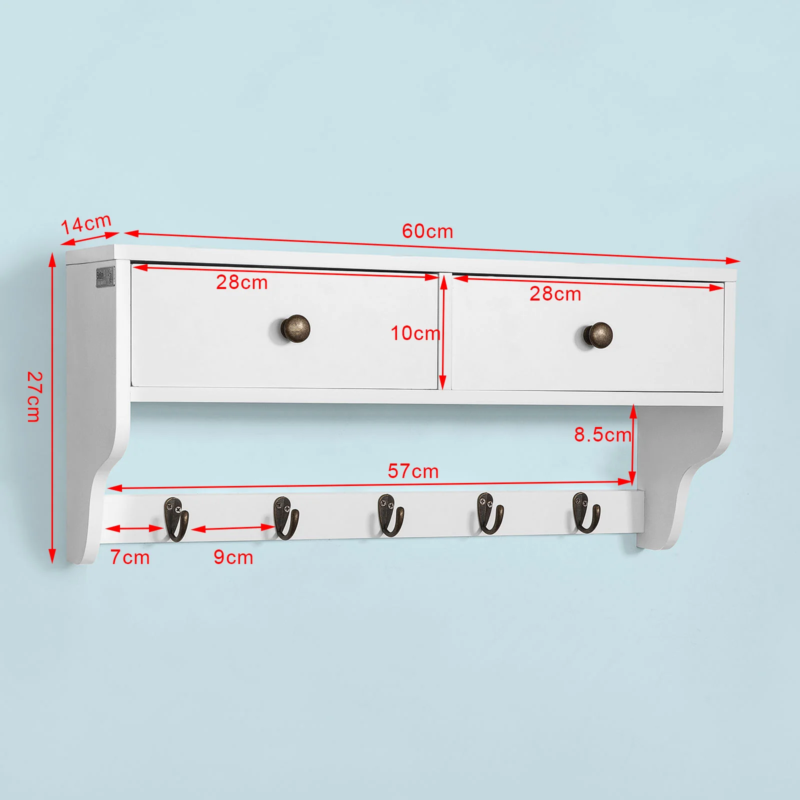 SoBuy FSR16-W+FRG178-W Mueble recibidor Zapatero con Perchero - Image 3