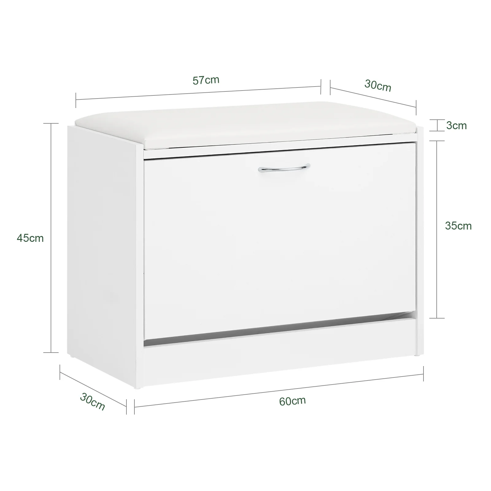 SoBuy FSR16-W+FRG178-W Mueble recibidor Zapatero con Perchero - Image 7