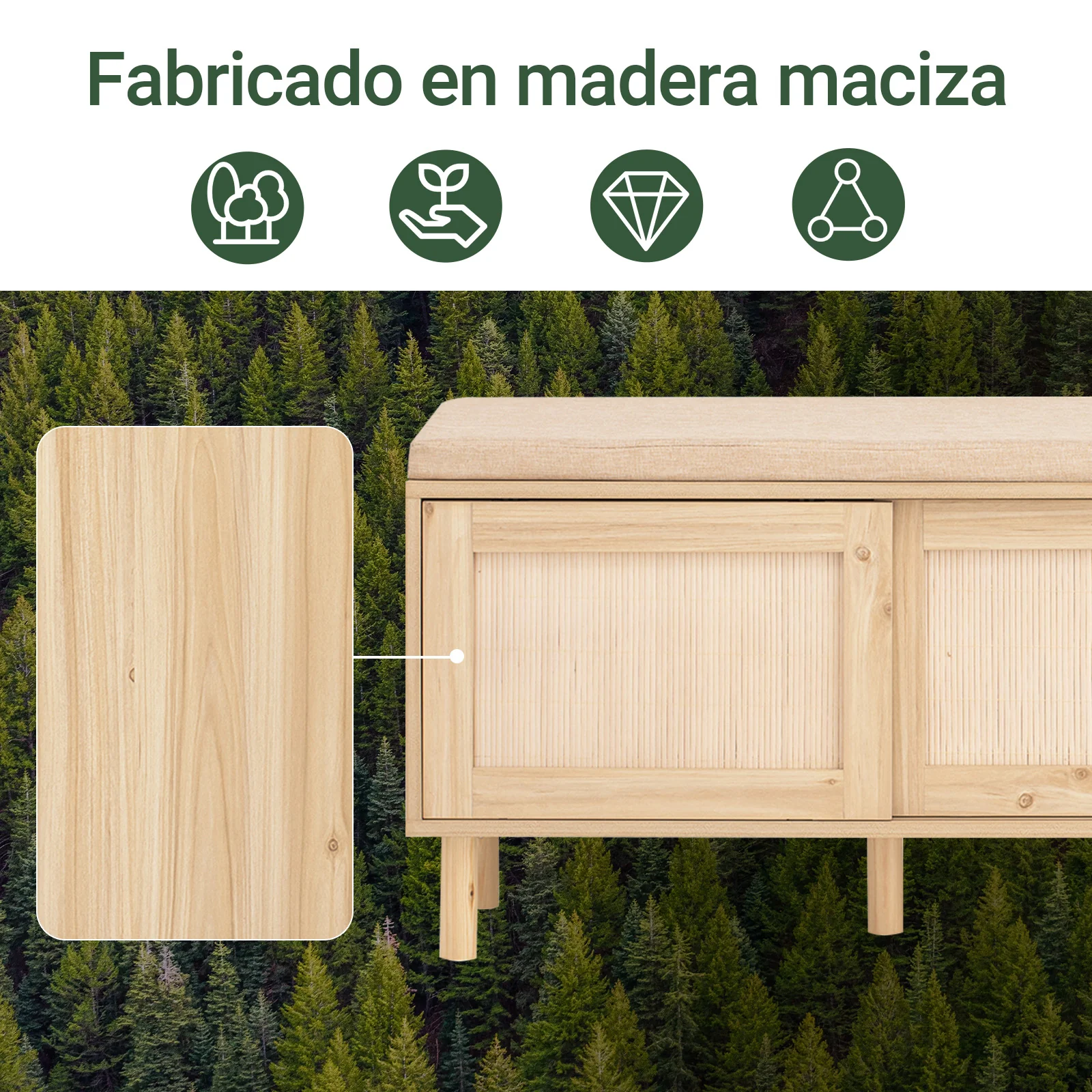 SoBuy FSR163-N Banco Zapatero con 2 Puertas y 2 estantes Madera Natural - Image 7