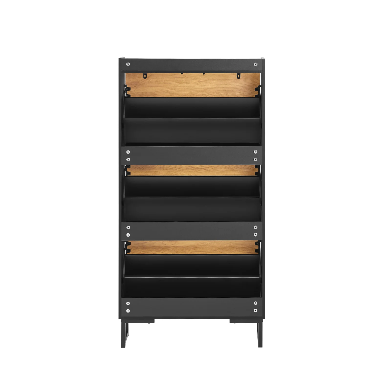 SoBuy FSR164-SCH Zapatero Estrecho con 3 Solapas Negro y Natural 62x24x125 cm - Image 4