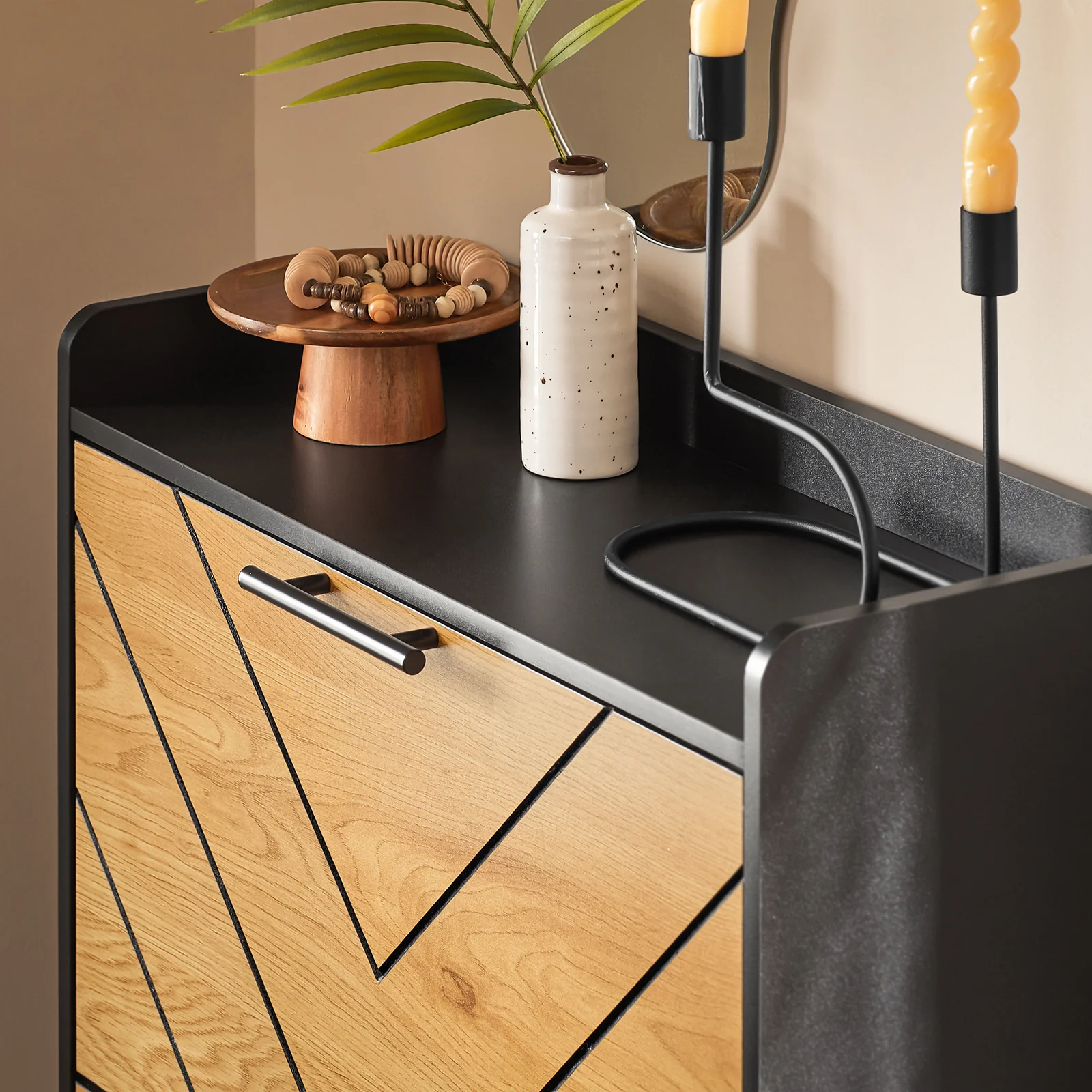 SoBuy FSR164-SCH Zapatero Estrecho con 3 Solapas Negro y Natural 62x24x125 cm - Image 6