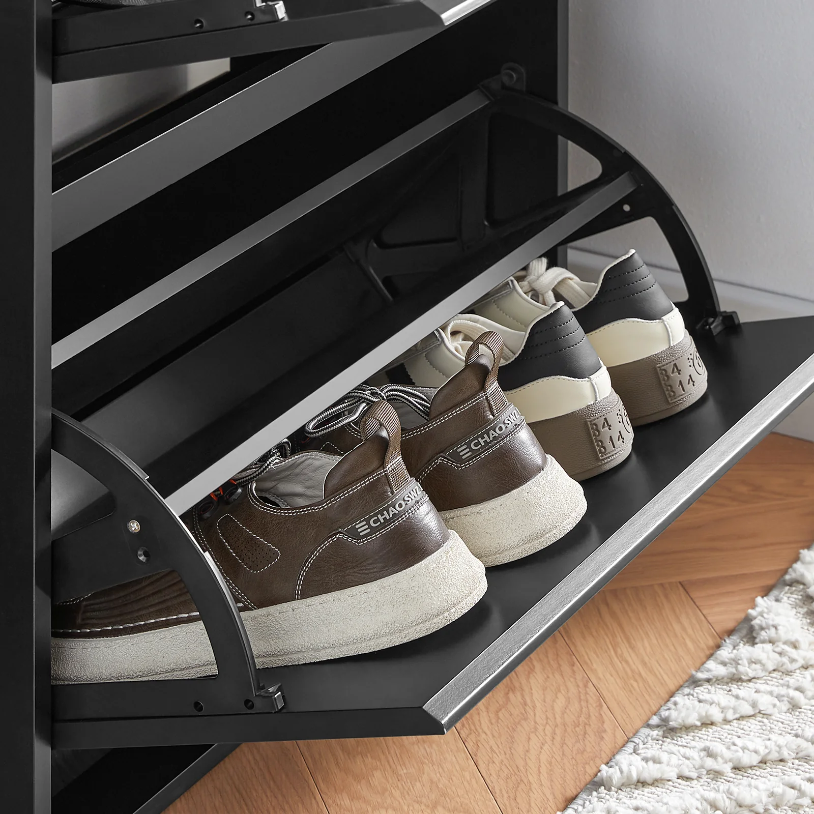 SoBuy FSR165-H-SCH Zapatero con 3 solapas negro 61 x 26 x 120 cm - Image 7