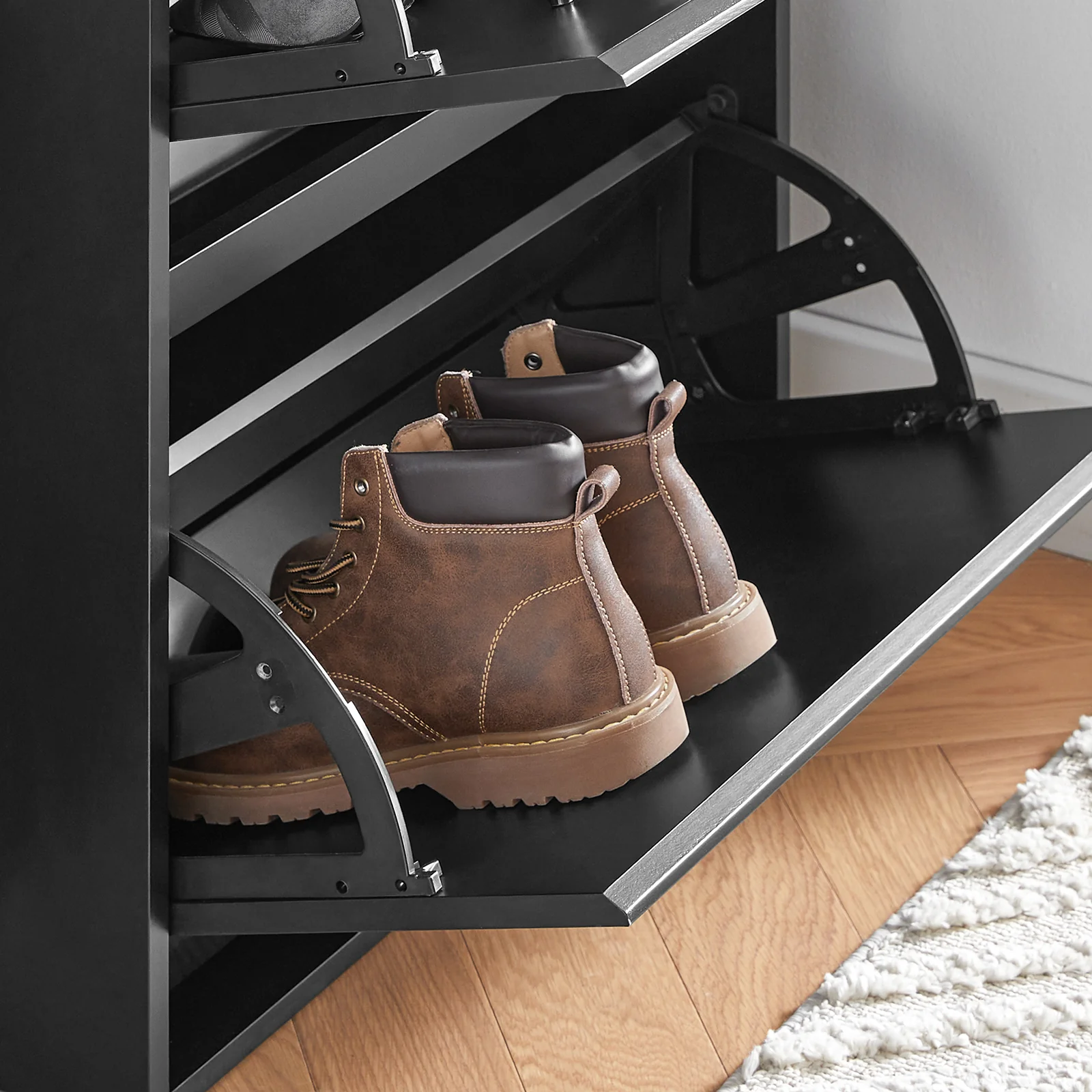 SoBuy FSR165-H-SCH Zapatero con 3 solapas negro 61 x 26 x 120 cm - Image 8