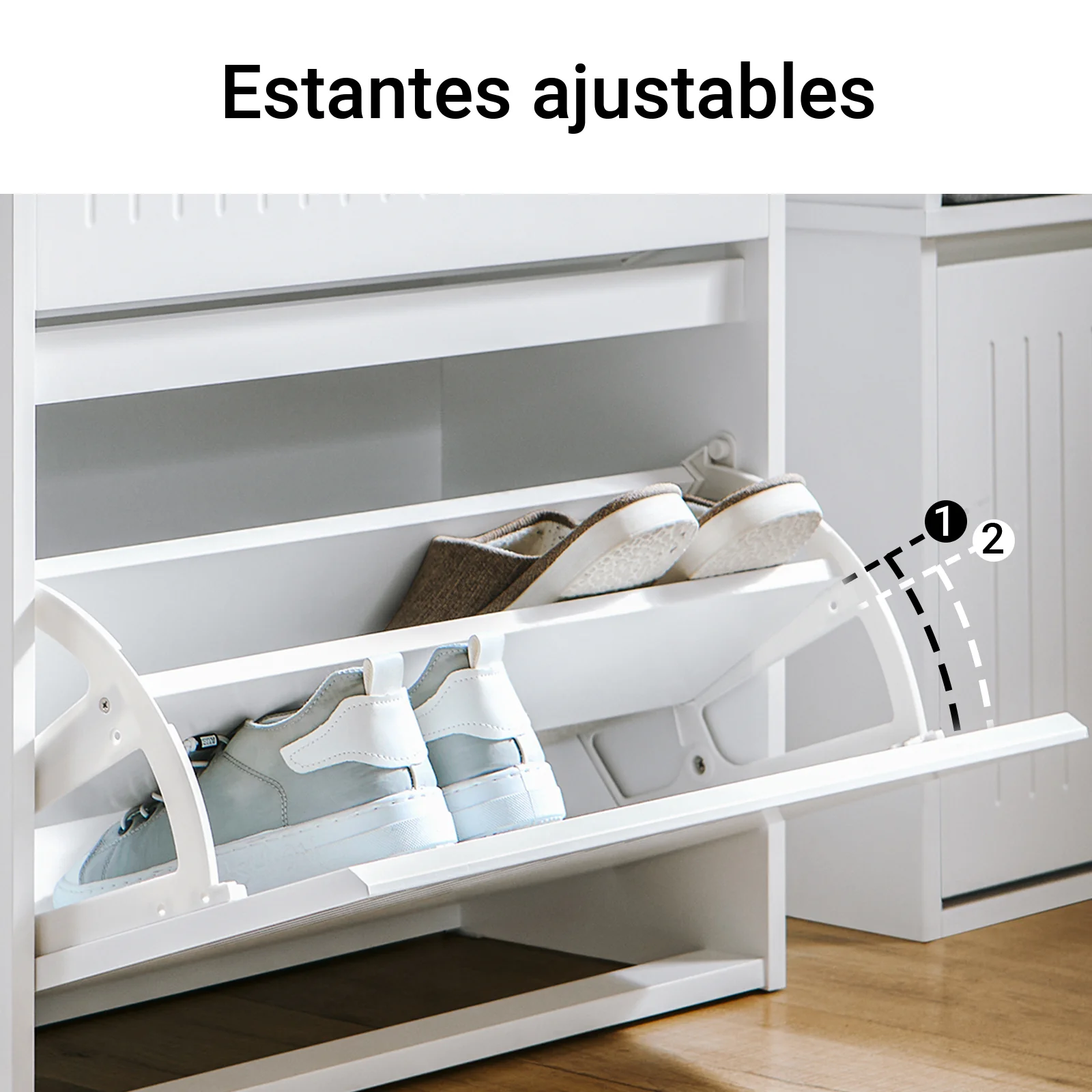 SoBuy FSR165-W Zapatero Estrecho 26cm para Entrada con Cajón y 2 Solapas Blanco - Image 5