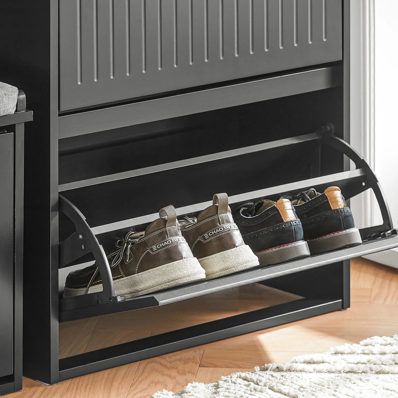 SoBuy FSR165-K-SCH Zapatero con 2 solapas negro 61 x 26 x 81 cm - Image 8