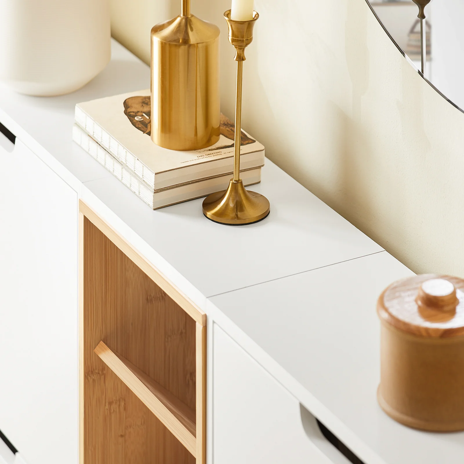 SoBuy FSR183-WN Zapatero con 4 Puertas y 3 Compartimentos Abiertos Blanco Madera - Image 9
