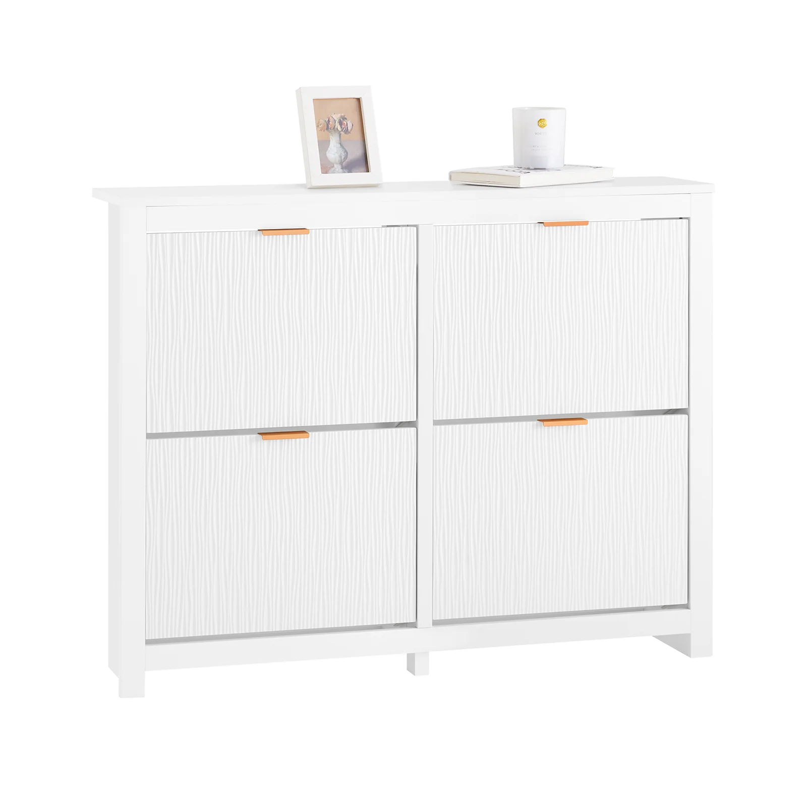 SoBuy FSR186-II-W Zapatero con 4 Solapas Blanco L104xP23xH82cm