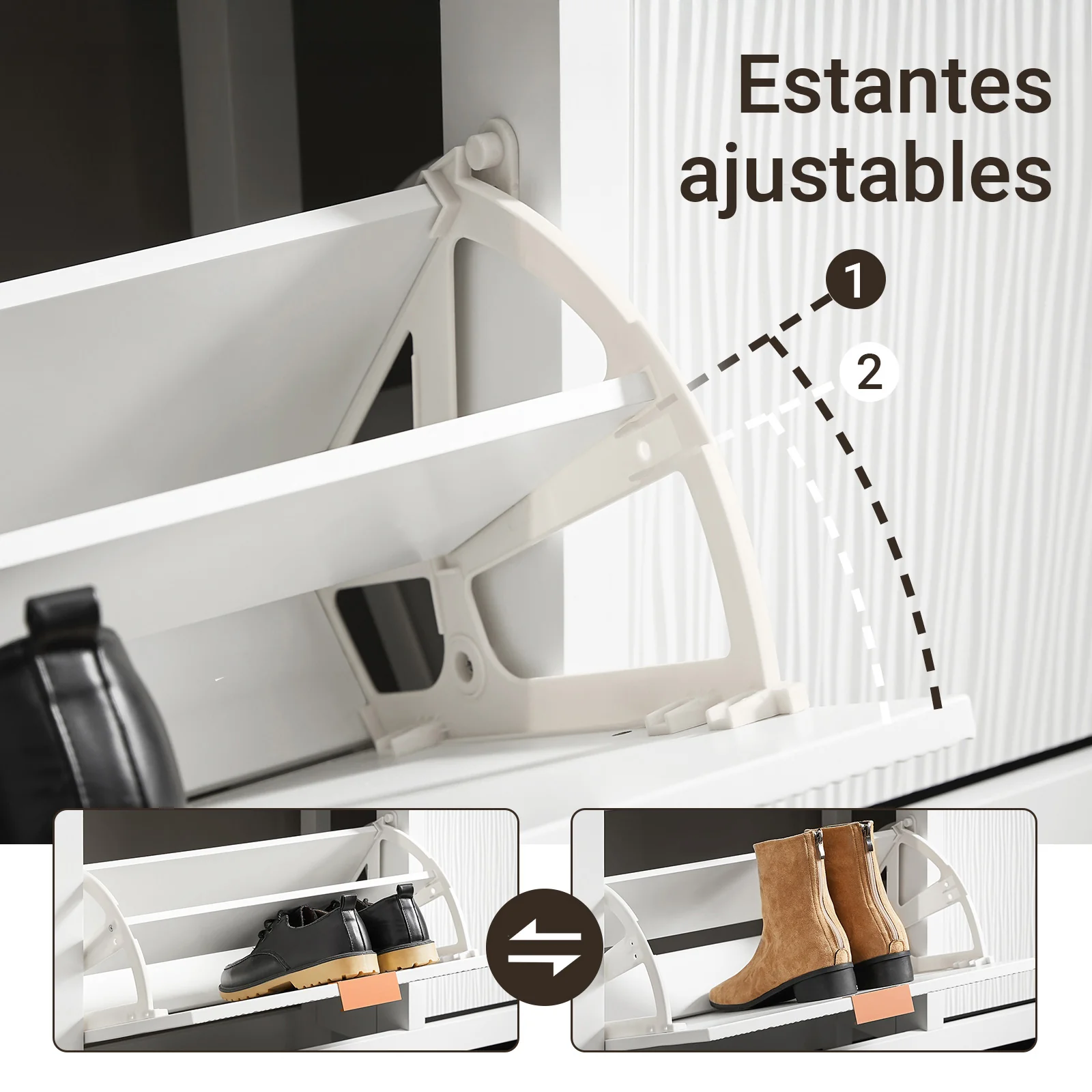 SoBuy FSR186-II-W Zapatero con 4 Solapas Blanco L104xP23xH82cm - Image 6