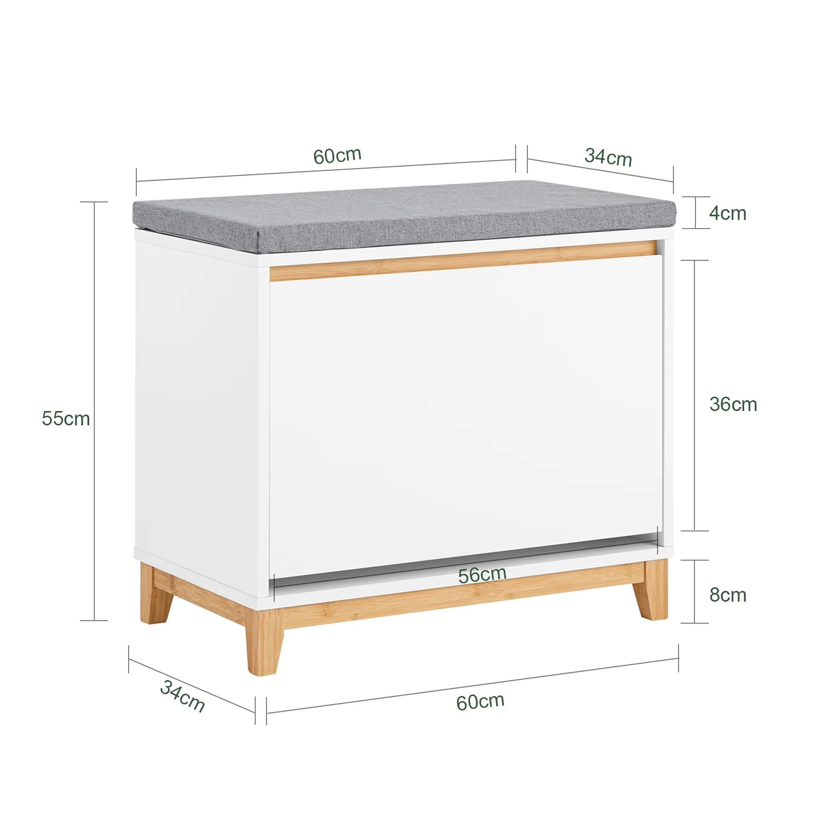 SoBuy FSR191-WN Banco Zapatero Mueble para Pasillo con 1 Hoja abatible y 1 cojín - Image 3