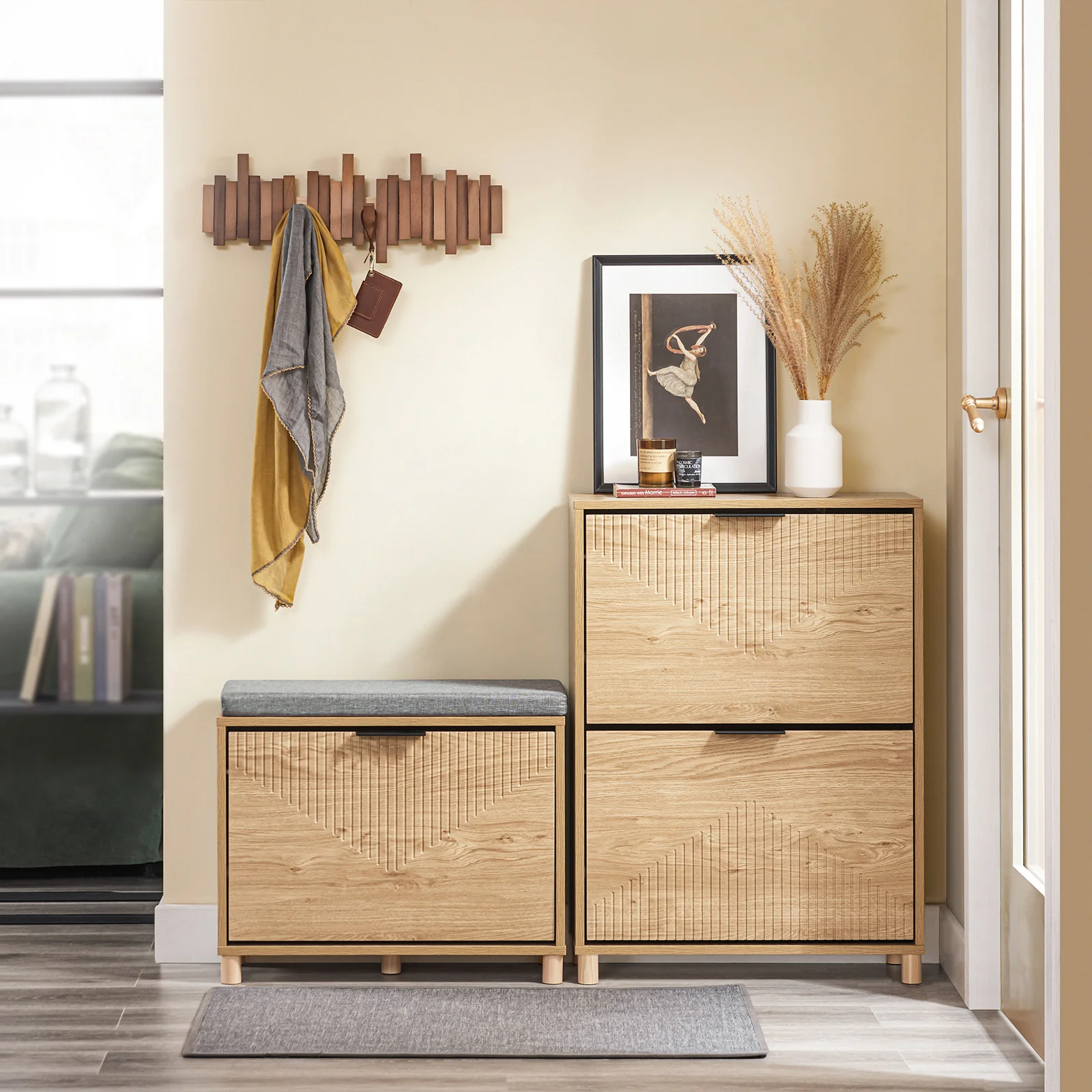 SoBuy FSR200-II-N Zapatero Entrada Recibidor Mueble de Madera con 2 Cajones Abatibles - Image 8