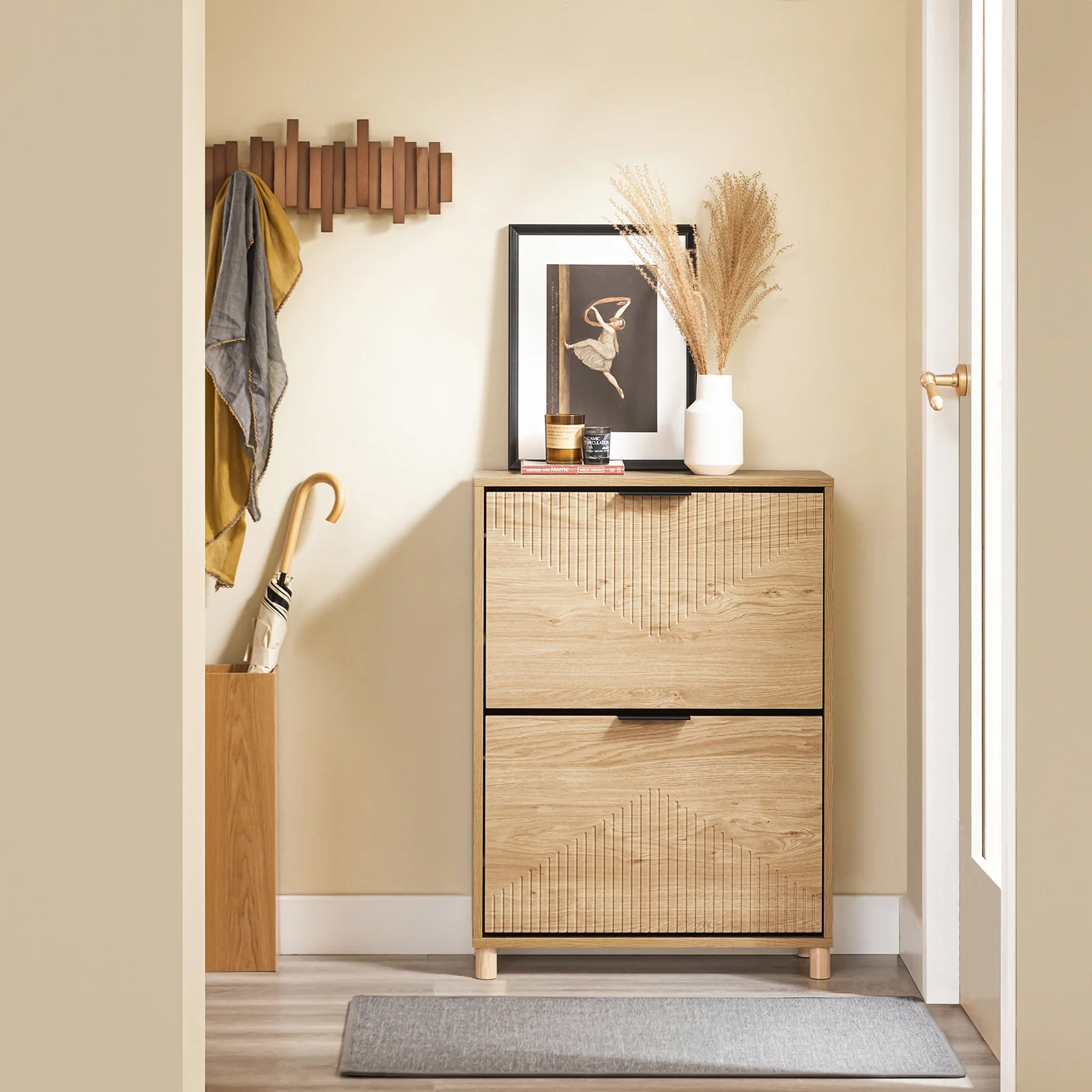 SoBuy FSR200-II-N Zapatero Entrada Recibidor Mueble de Madera con 2 Cajones Abatibles - Image 9